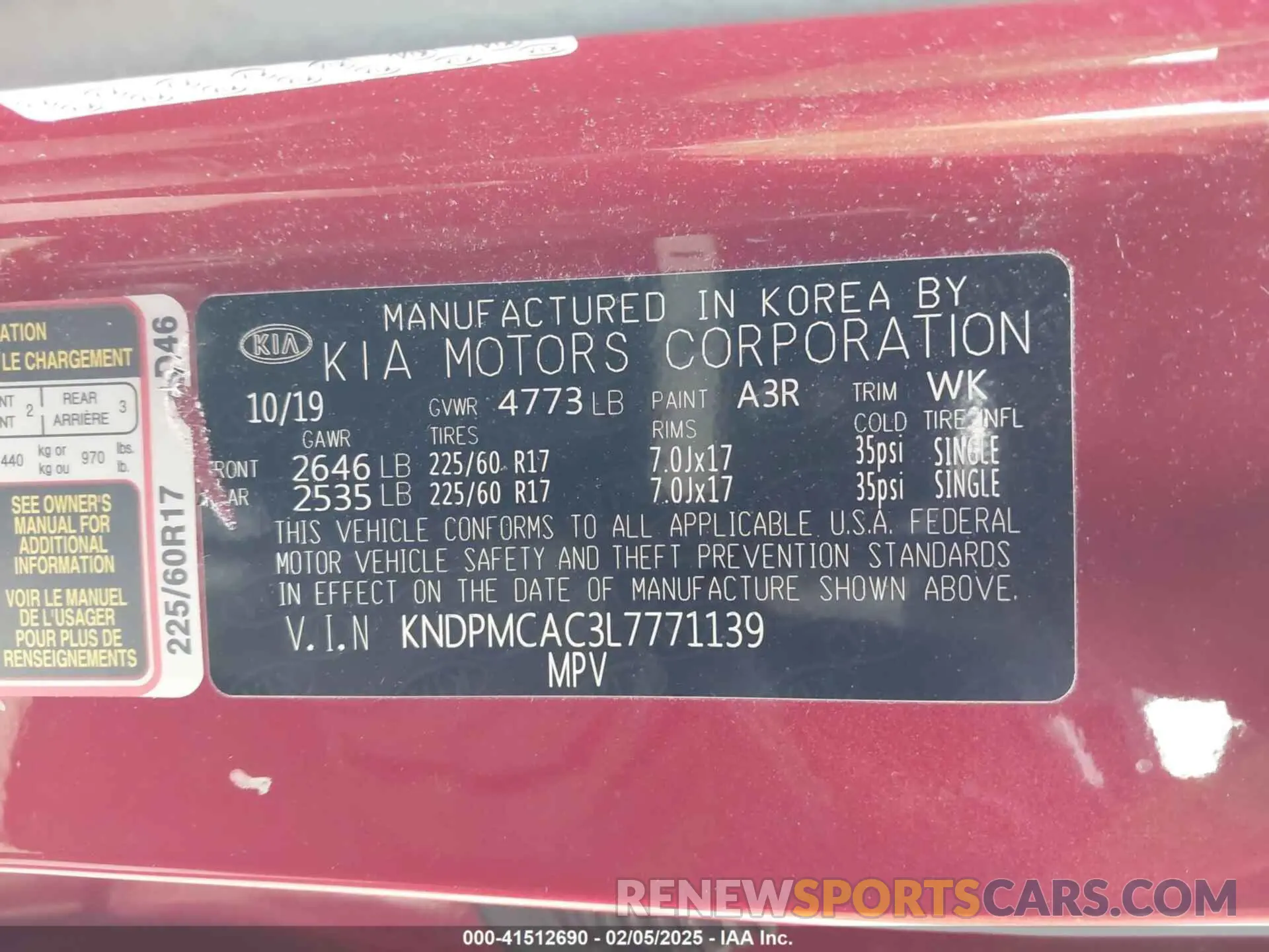 9 Photograph of a damaged car KNDPMCAC3L7771139 KIA SPORTAGE 2020