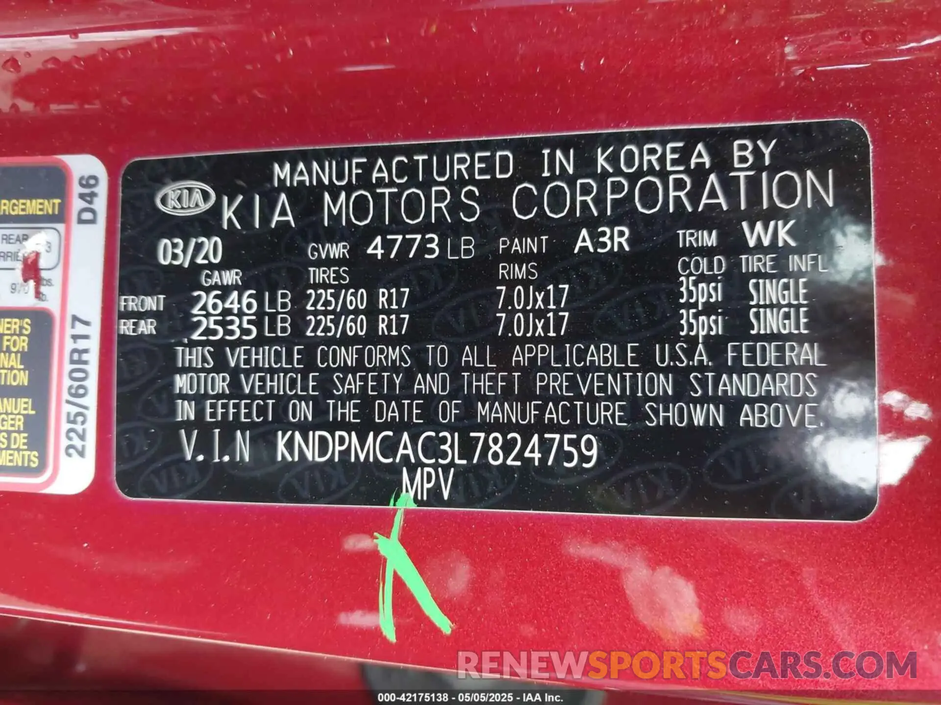 9 Photograph of a damaged car KNDPMCAC3L7824759 KIA SPORTAGE 2020