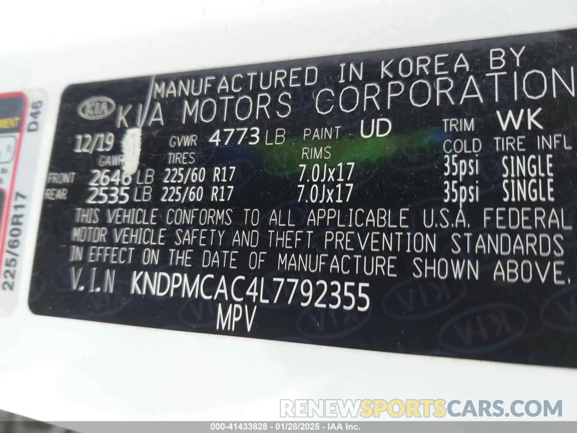 9 Photograph of a damaged car KNDPMCAC4L7792355 KIA SPORTAGE 2020