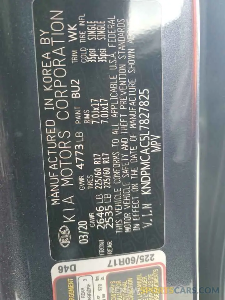 12 Photograph of a damaged car KNDPMCAC5L7827825 KIA SPORTAGE 2020