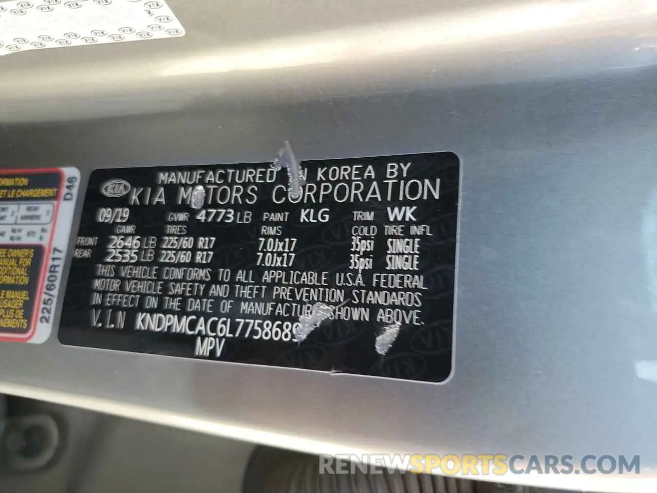13 Photograph of a damaged car KNDPMCAC6L7758689 KIA SPORTAGE 2020