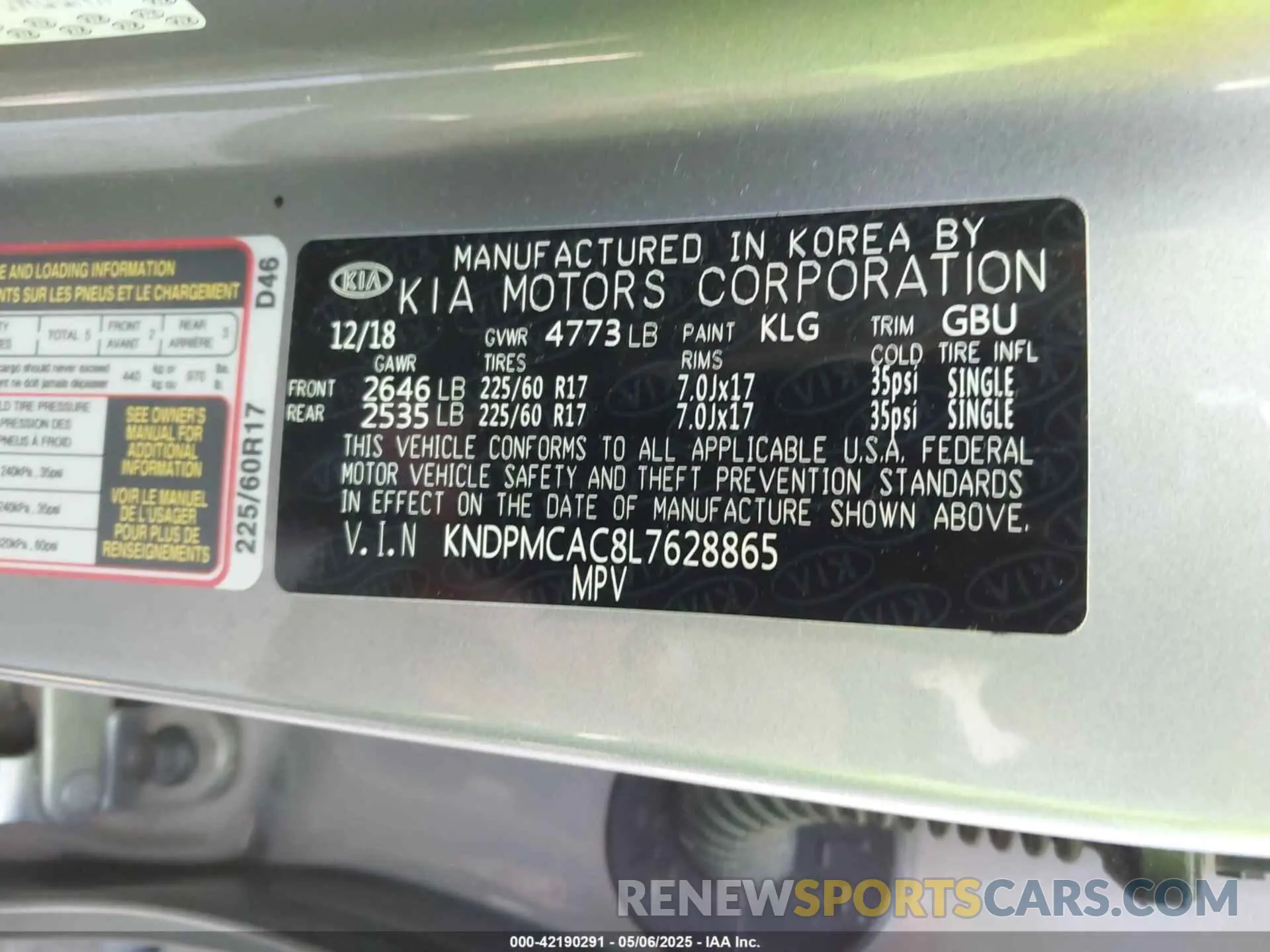 9 Photograph of a damaged car KNDPMCAC8L7628865 KIA SPORTAGE 2020