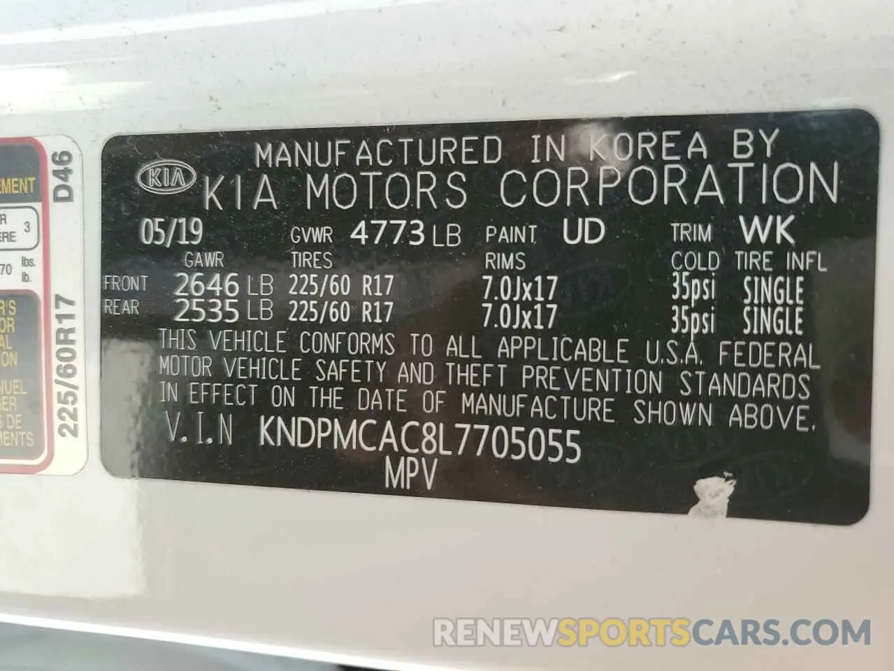 16 Photograph of a damaged car KNDPMCAC8L7705055 KIA SPORTAGE 2020