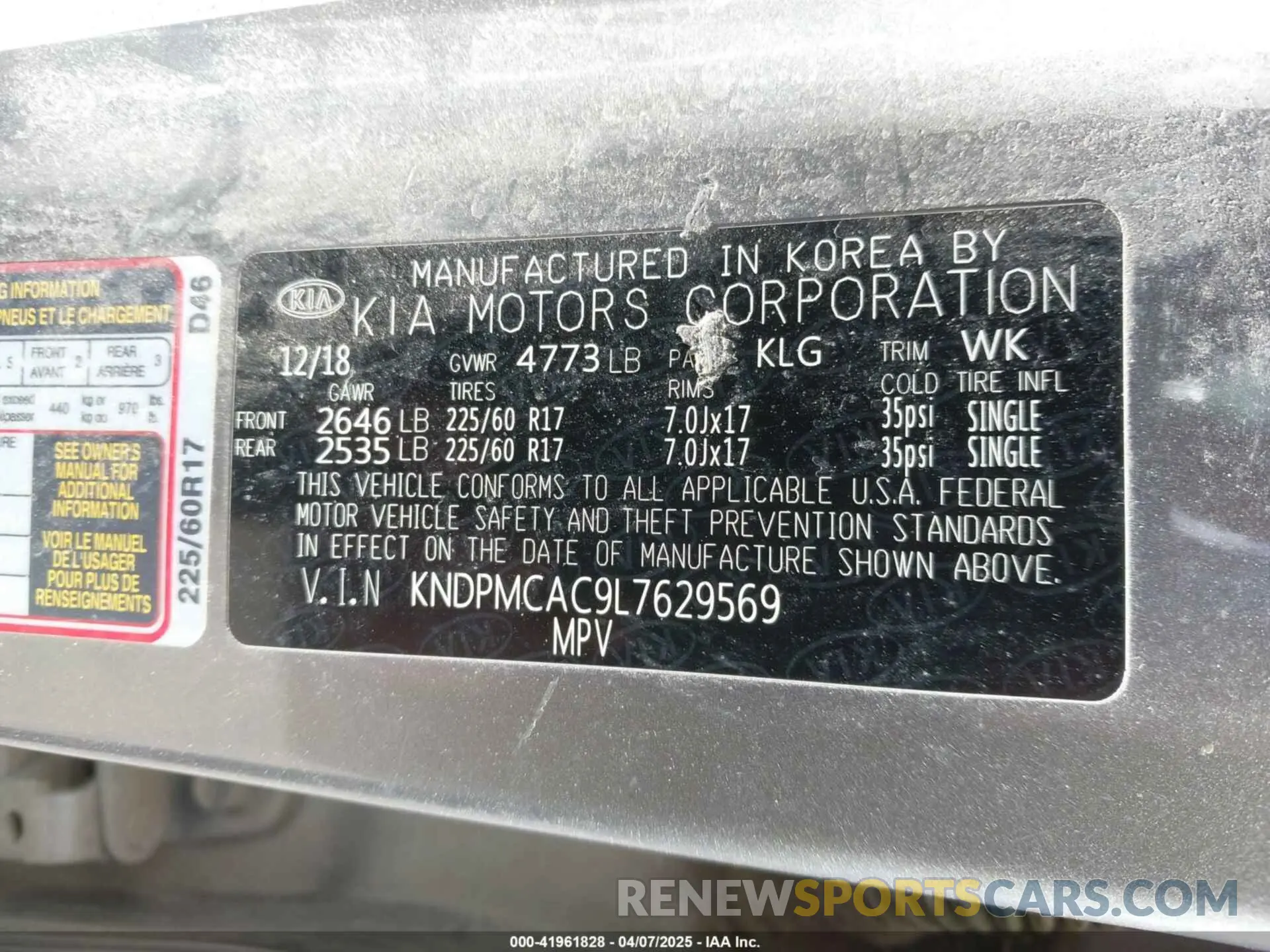 9 Photograph of a damaged car KNDPMCAC9L7629569 KIA SPORTAGE 2020