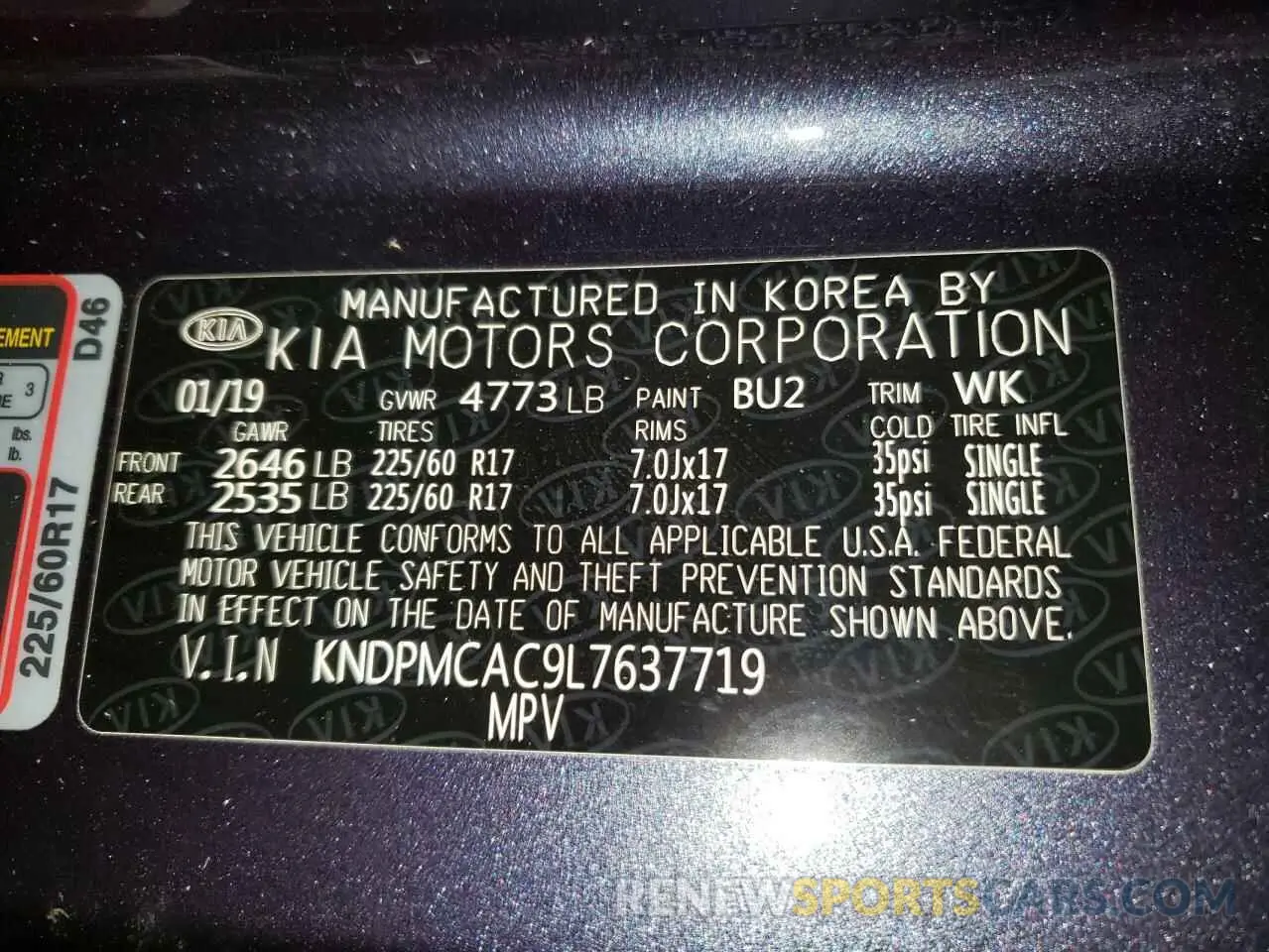 13 Photograph of a damaged car KNDPMCAC9L7637719 KIA SPORTAGE 2020