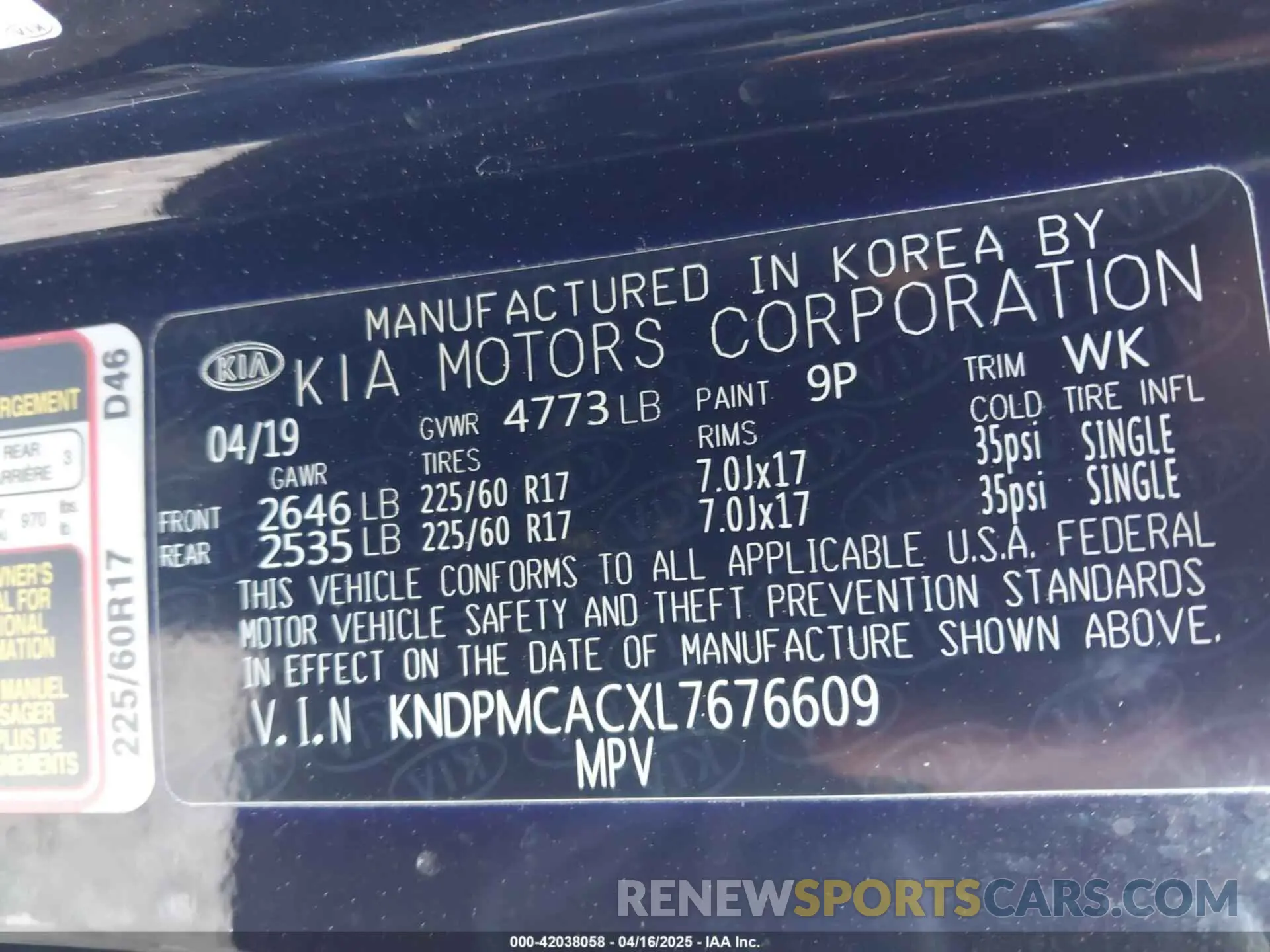 9 Photograph of a damaged car KNDPMCACXL7676609 KIA SPORTAGE 2020