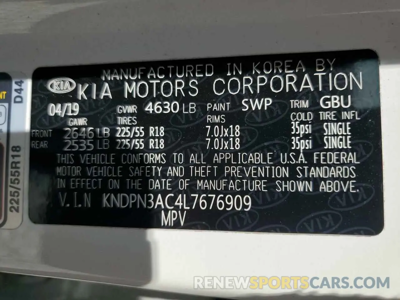 13 Photograph of a damaged car KNDPN3AC4L7676909 KIA SPORTAGE 2020