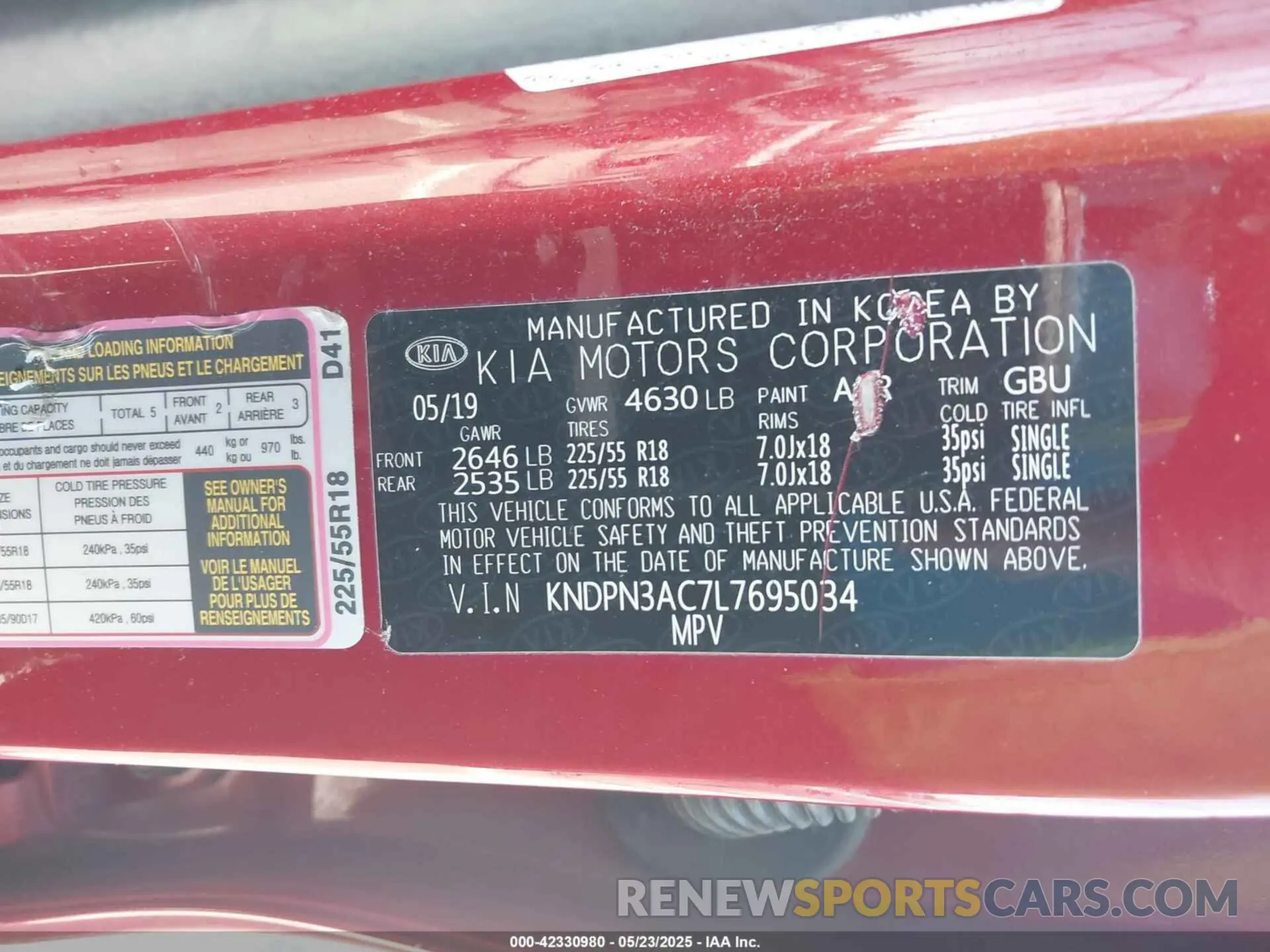 9 Photograph of a damaged car KNDPN3AC7L7695034 KIA SPORTAGE 2020