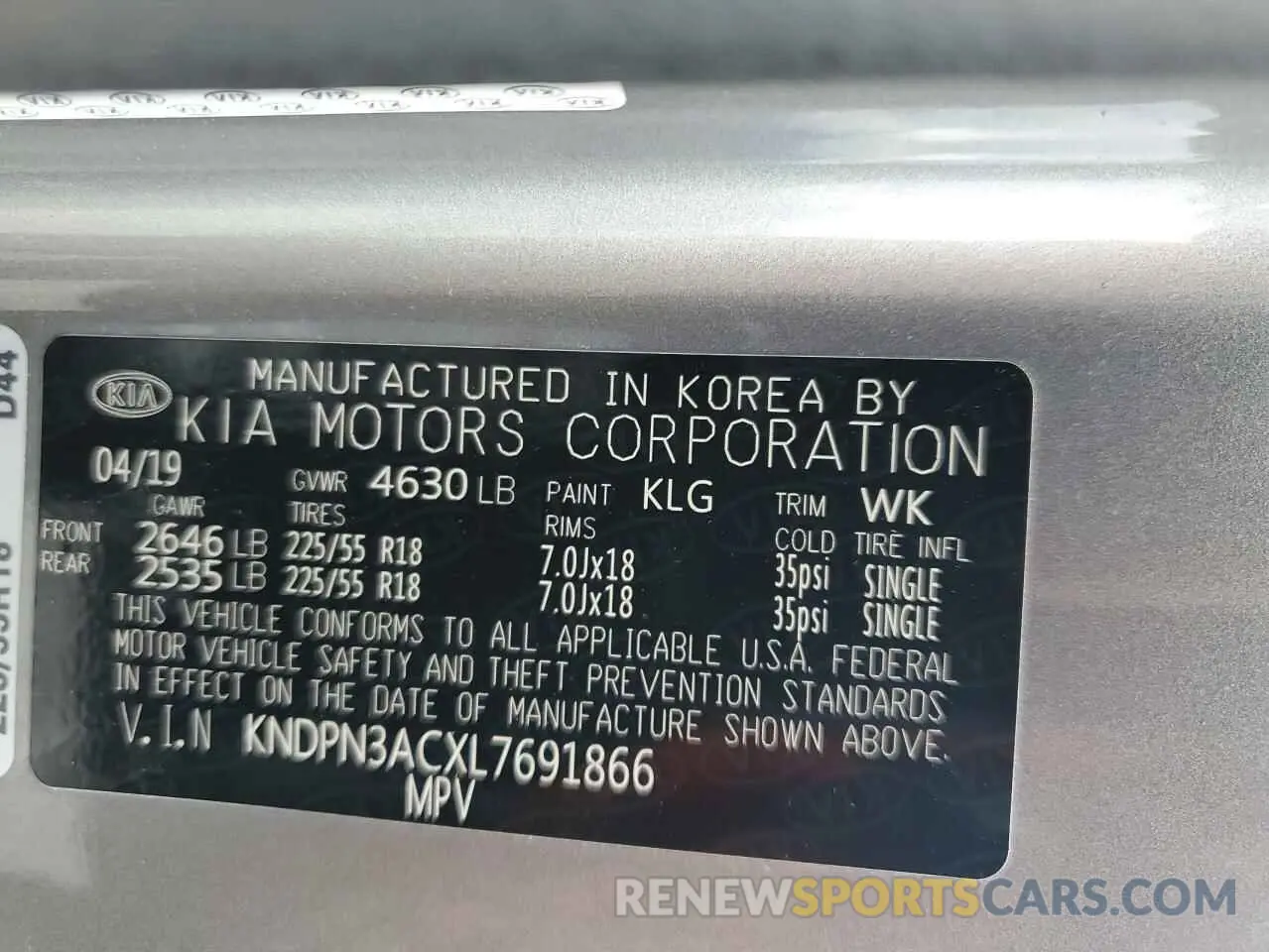 14 Photograph of a damaged car KNDPN3ACXL7691866 KIA SPORTAGE 2020