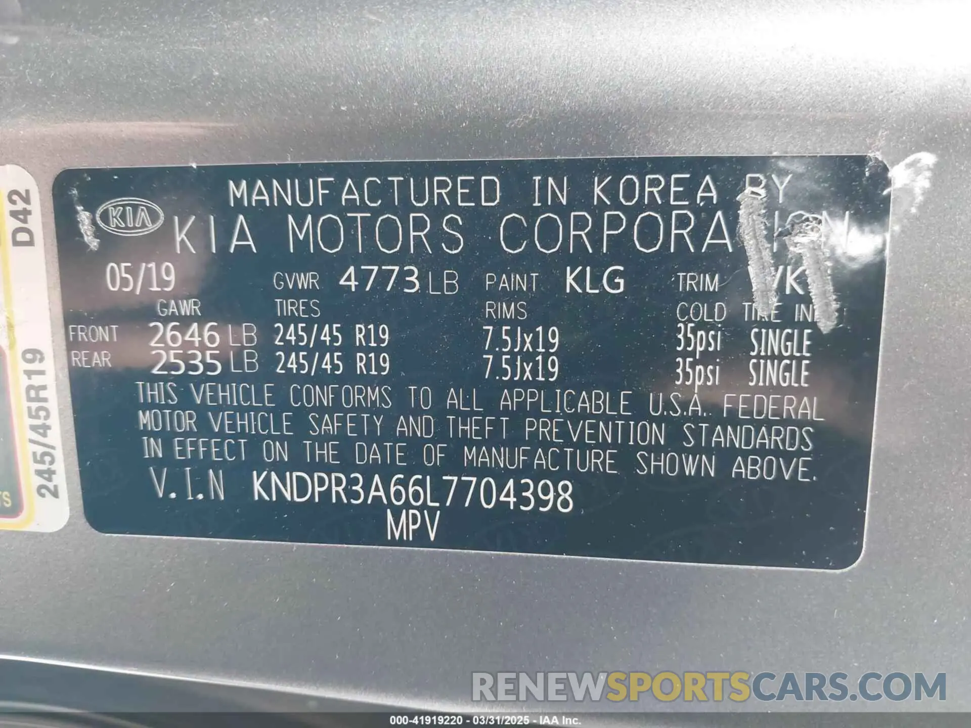 9 Photograph of a damaged car KNDPR3A66L7704398 KIA SPORTAGE 2020