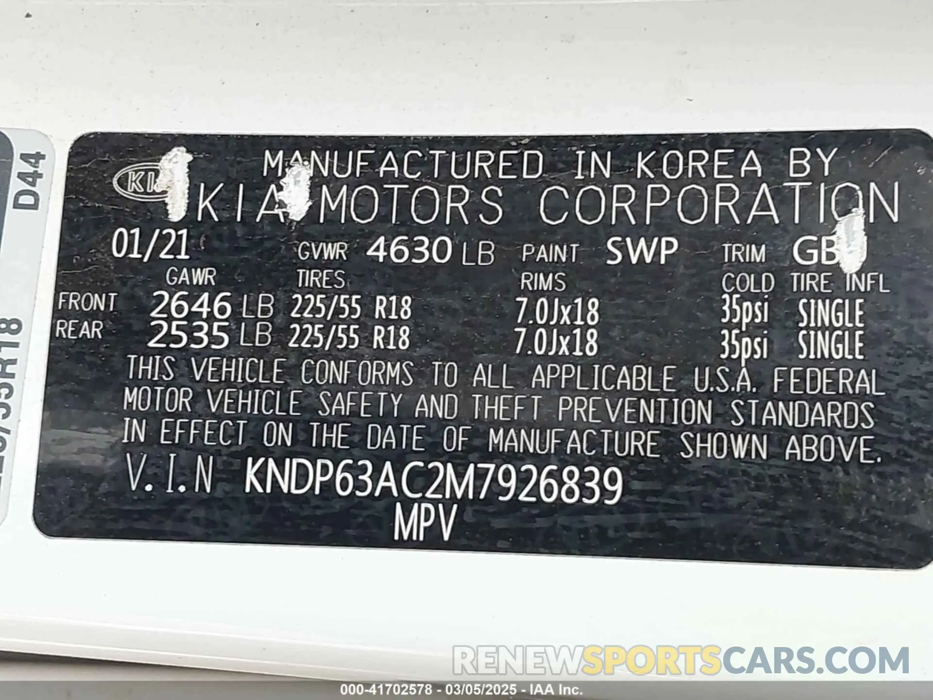 9 Photograph of a damaged car KNDP63AC2M7926839 KIA SPORTAGE 2021