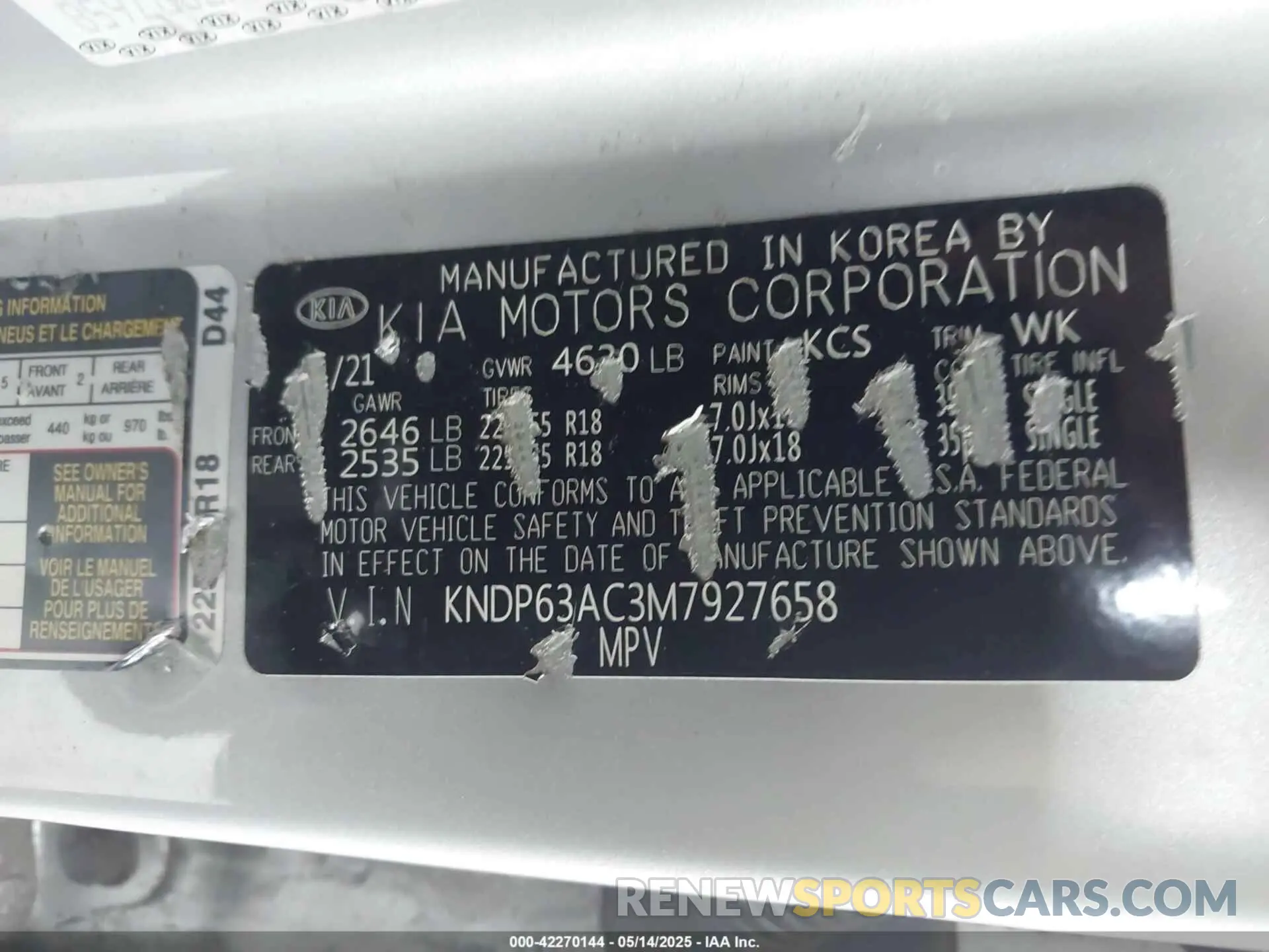 9 Photograph of a damaged car KNDP63AC3M7927658 KIA SPORTAGE 2021