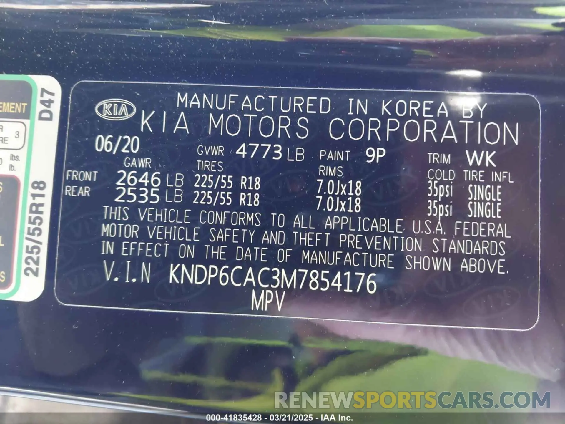 9 Photograph of a damaged car KNDP6CAC3M7854176 KIA SPORTAGE 2021