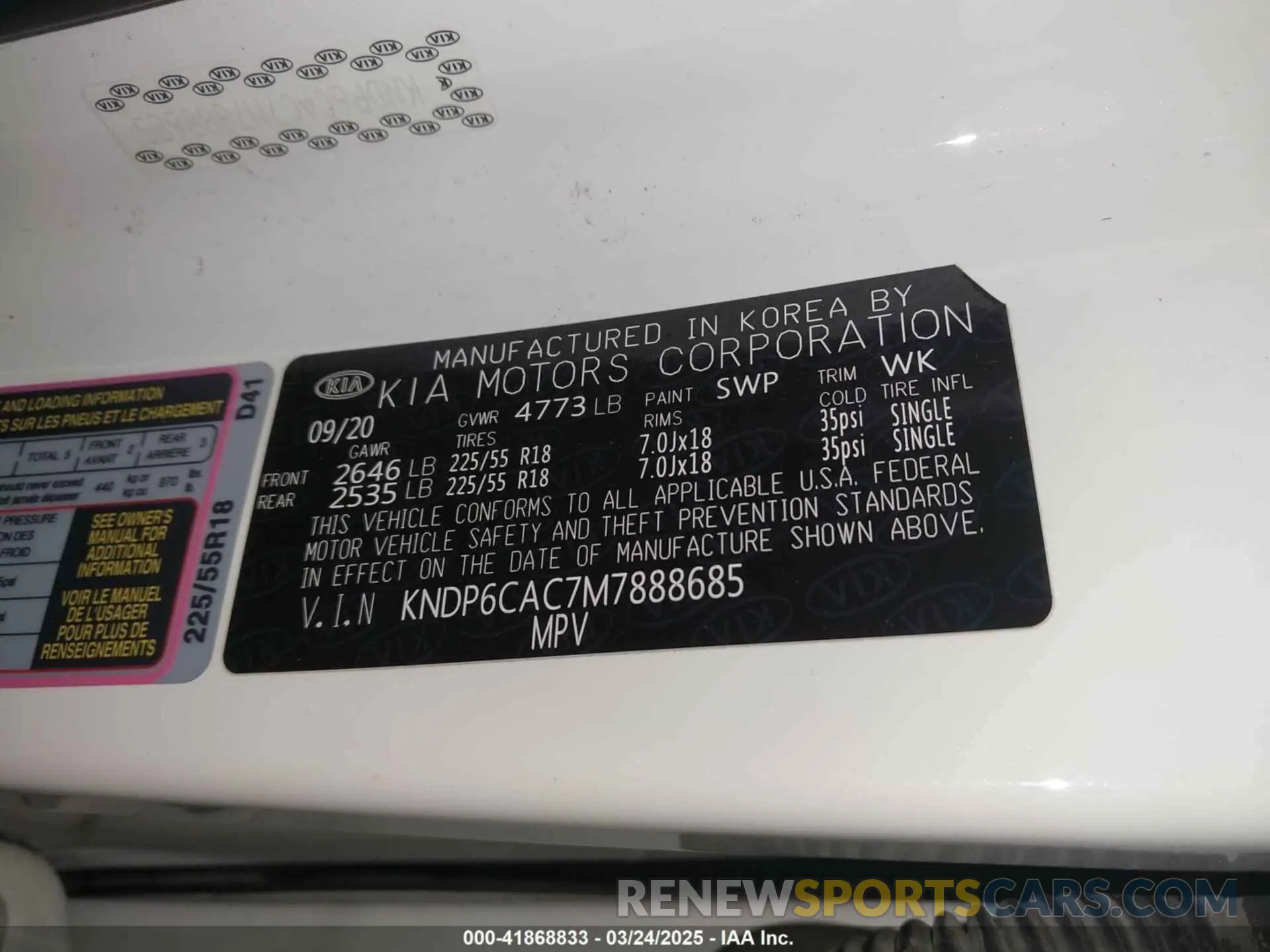 9 Photograph of a damaged car KNDP6CAC7M7888685 KIA SPORTAGE 2021