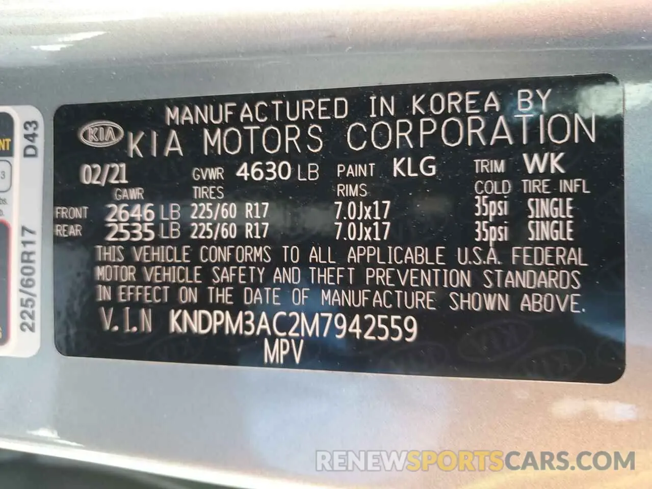 13 Photograph of a damaged car KNDPM3AC2M7942559 KIA SPORTAGE 2021