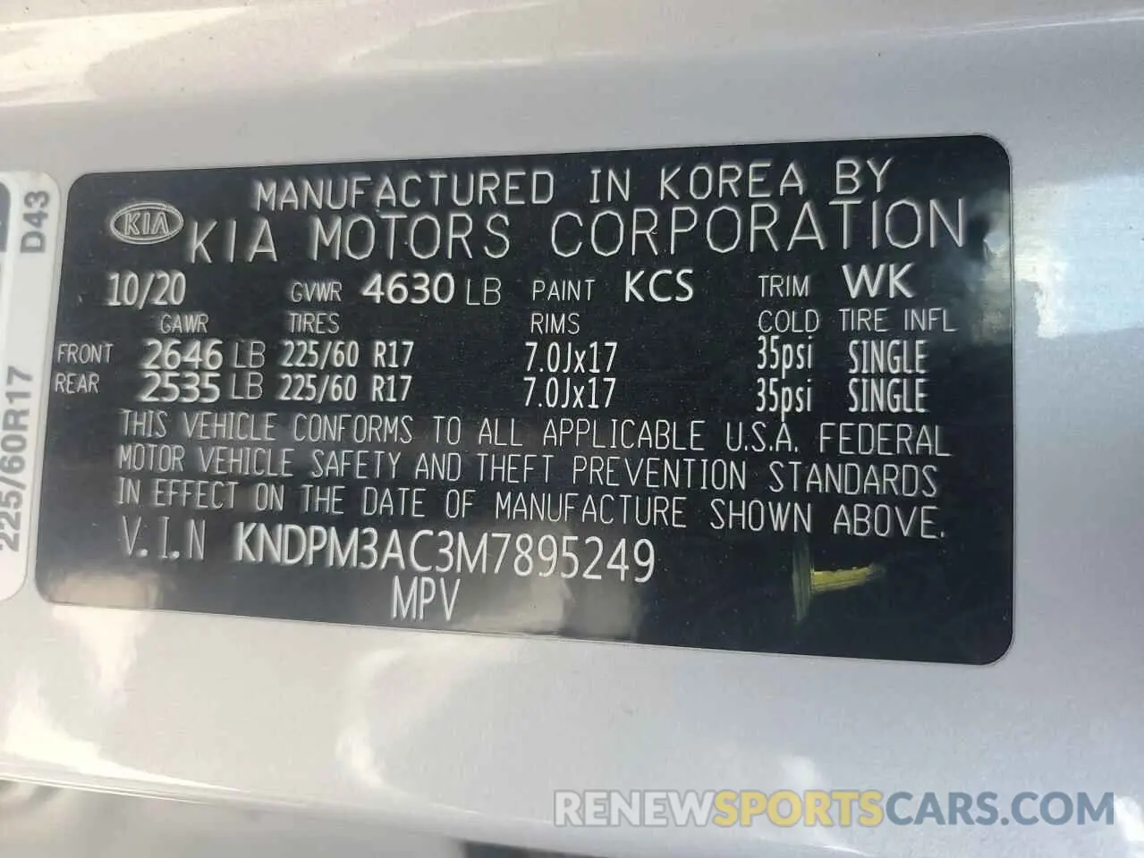 13 Photograph of a damaged car KNDPM3AC3M7895249 KIA SPORTAGE 2021