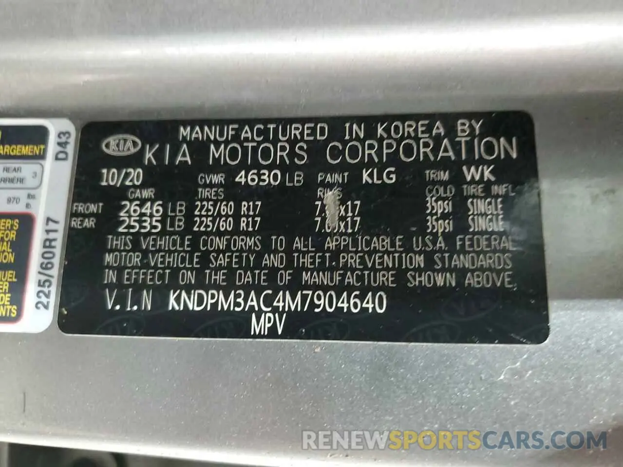 13 Photograph of a damaged car KNDPM3AC4M7904640 KIA SPORTAGE 2021
