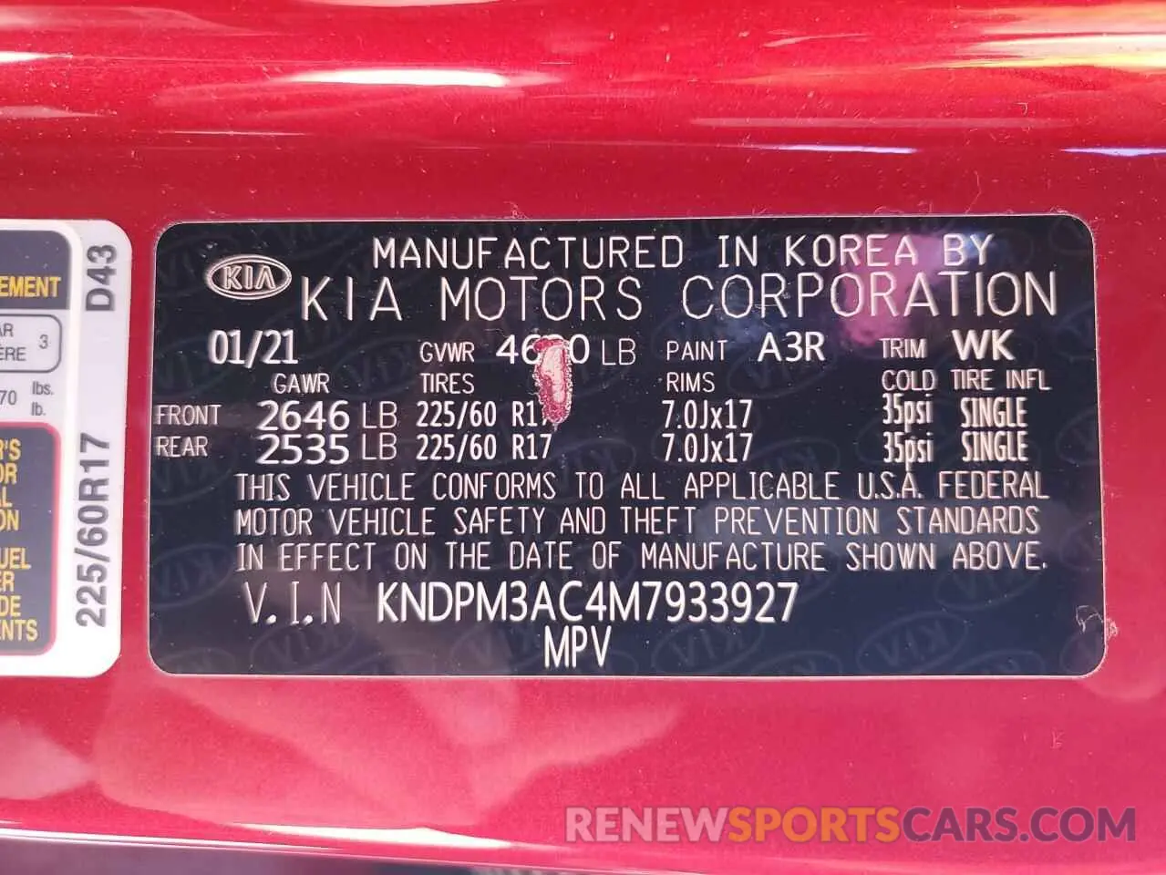15 Photograph of a damaged car KNDPM3AC4M7933927 KIA SPORTAGE 2021