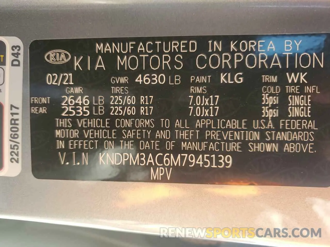 13 Photograph of a damaged car KNDPM3AC6M7945139 KIA SPORTAGE 2021