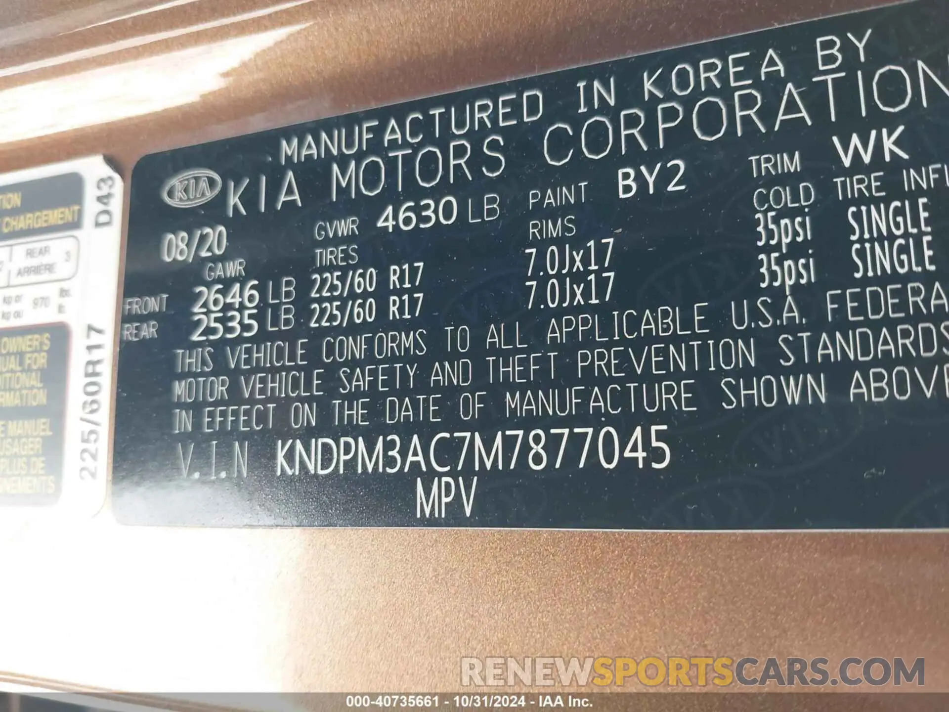9 Photograph of a damaged car KNDPM3AC7M7877045 KIA SPORTAGE 2021