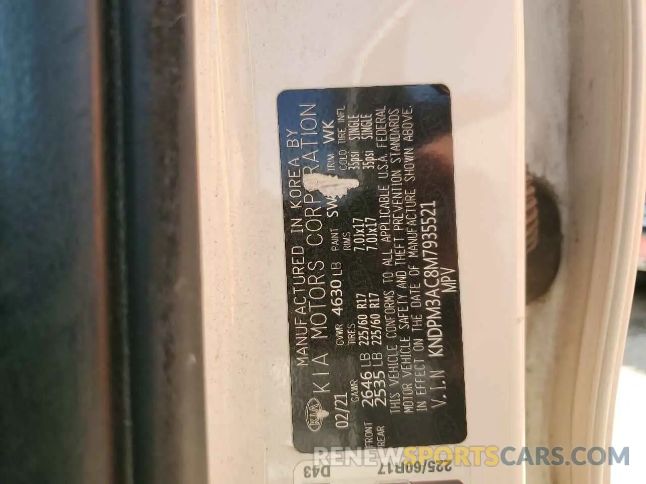 13 Photograph of a damaged car KNDPM3AC8M7935521 KIA SPORTAGE 2021