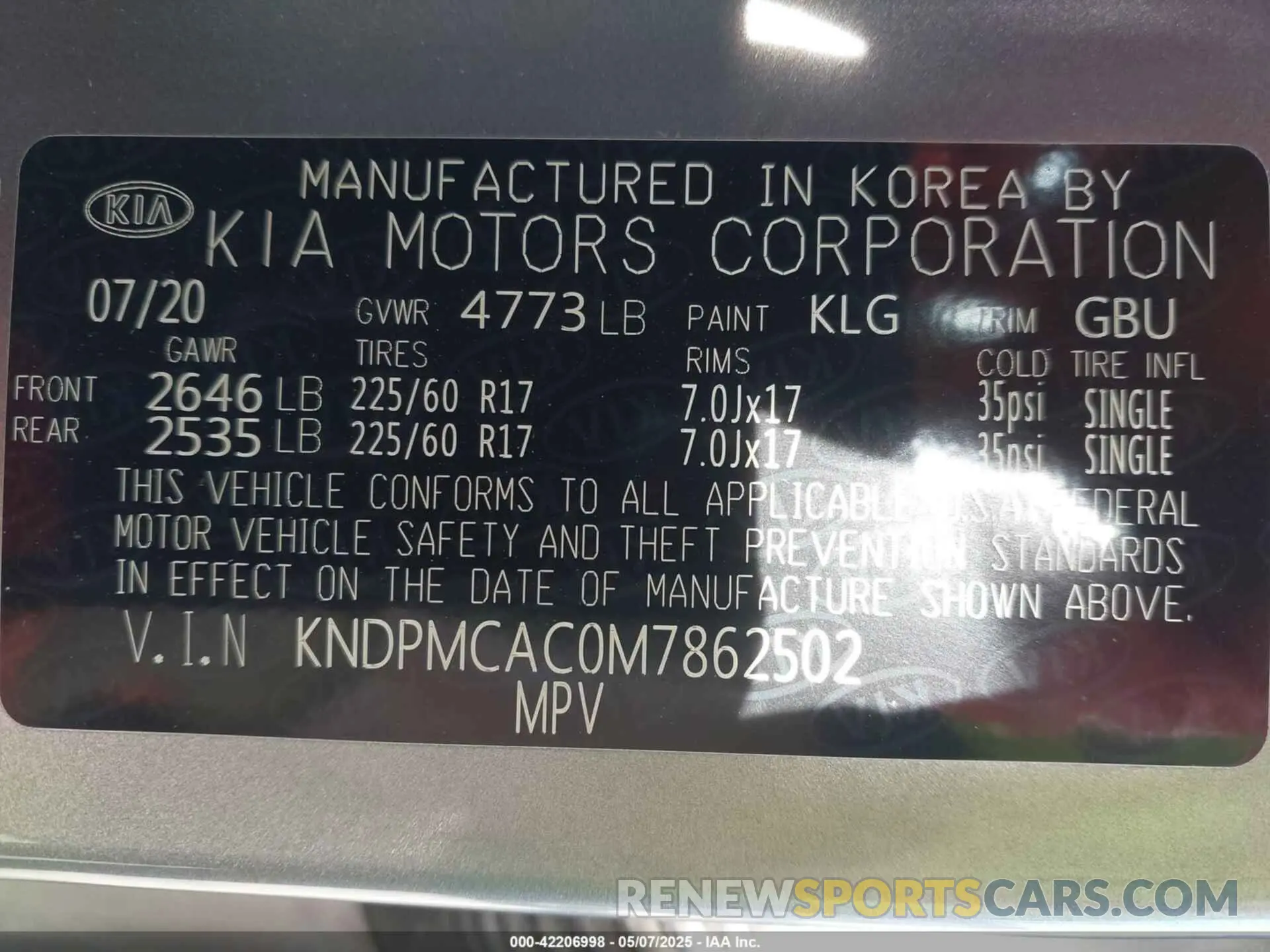 9 Photograph of a damaged car KNDPMCAC0M7862502 KIA SPORTAGE 2021