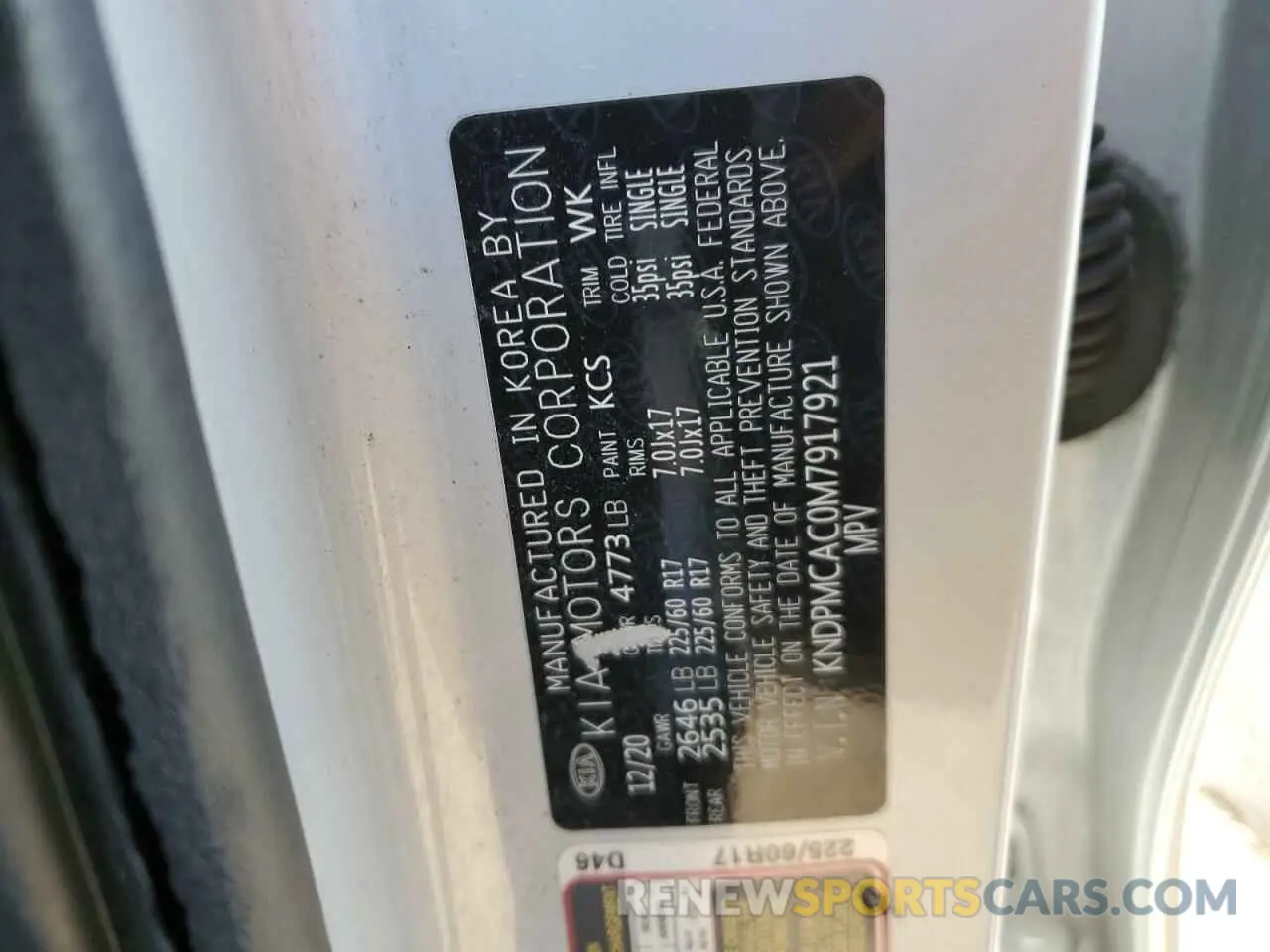 12 Photograph of a damaged car KNDPMCAC0M7917921 KIA SPORTAGE 2021