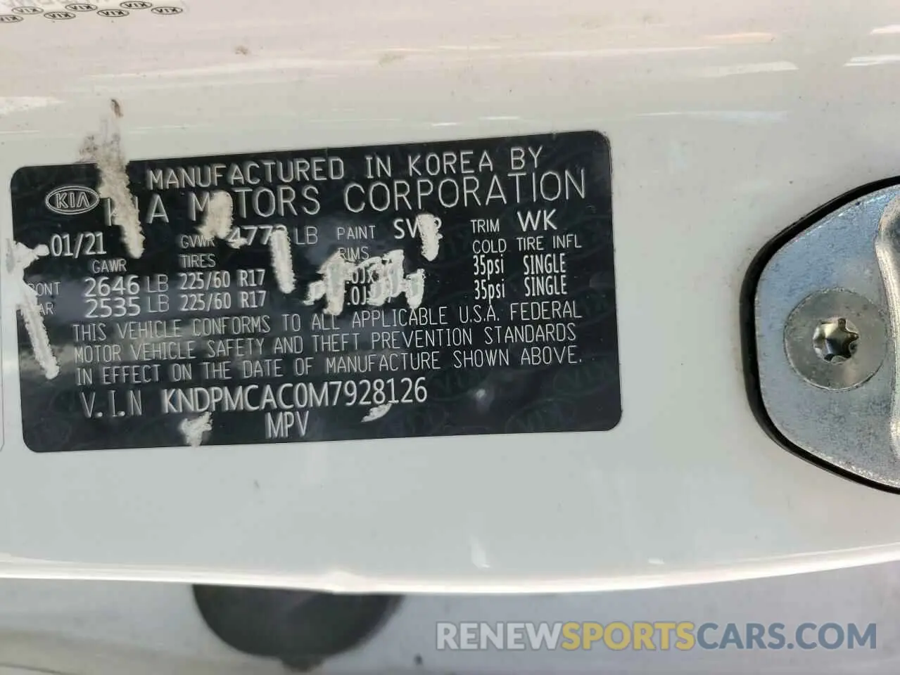 12 Photograph of a damaged car KNDPMCAC0M7928126 KIA SPORTAGE 2021