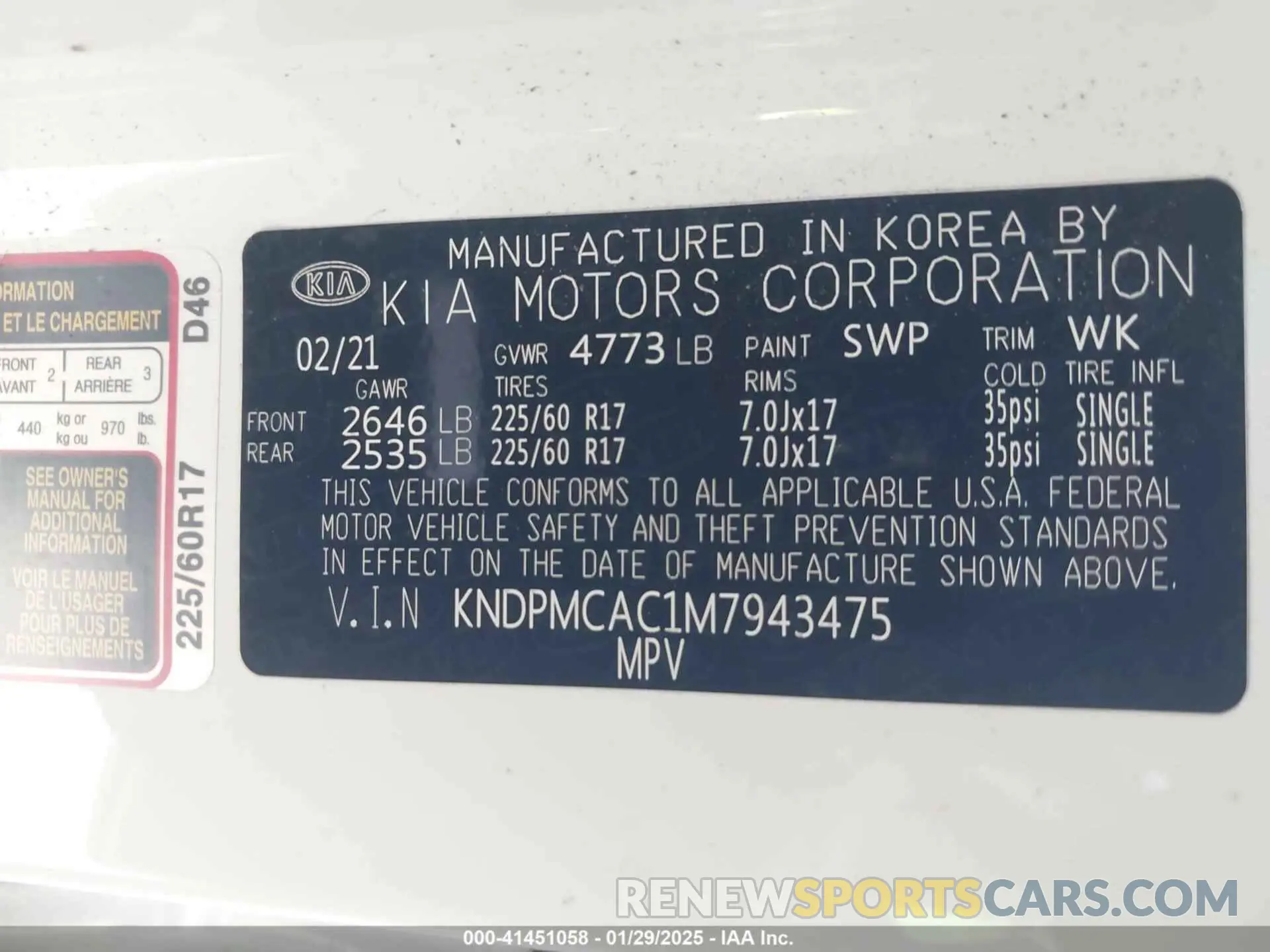 9 Photograph of a damaged car KNDPMCAC1M7943475 KIA SPORTAGE 2021