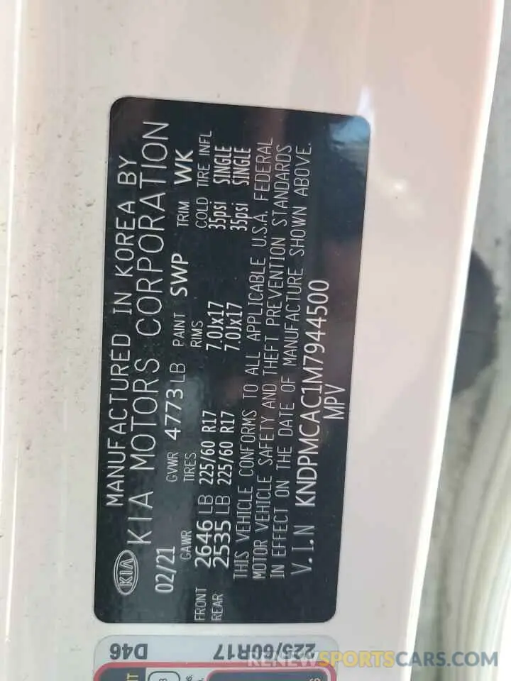 13 Photograph of a damaged car KNDPMCAC1M7944500 KIA SPORTAGE 2021