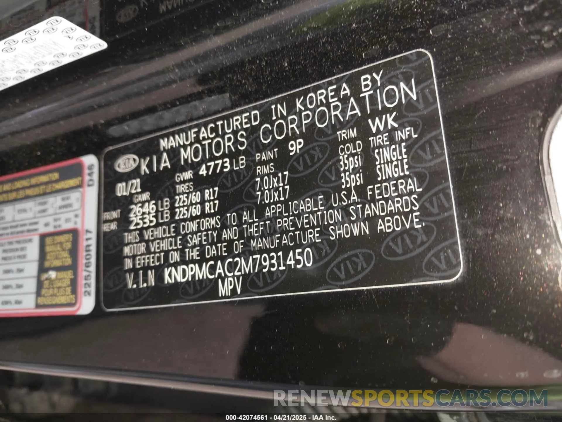 9 Photograph of a damaged car KNDPMCAC2M7931450 KIA SPORTAGE 2021