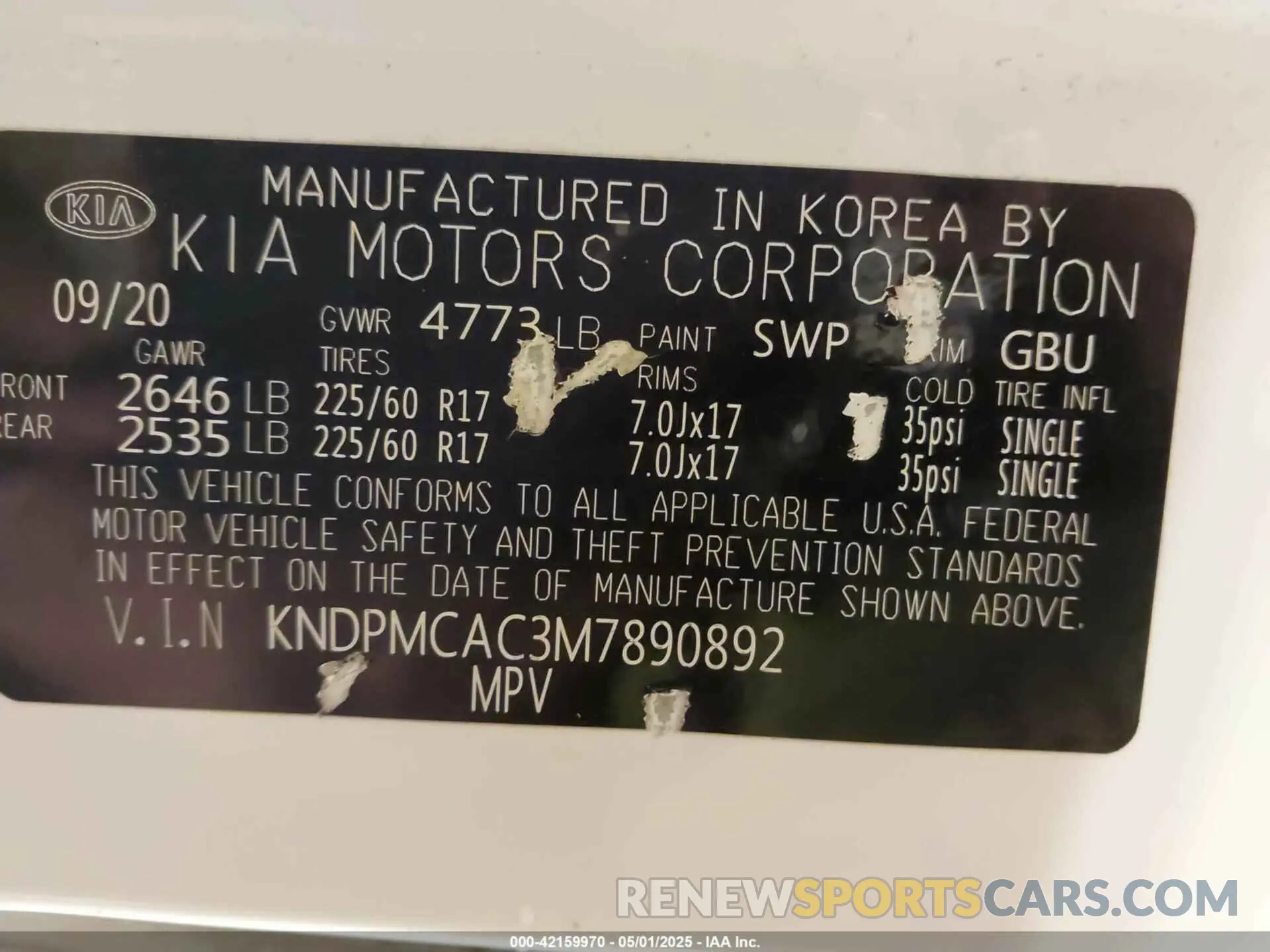 9 Photograph of a damaged car KNDPMCAC3M7890892 KIA SPORTAGE 2021