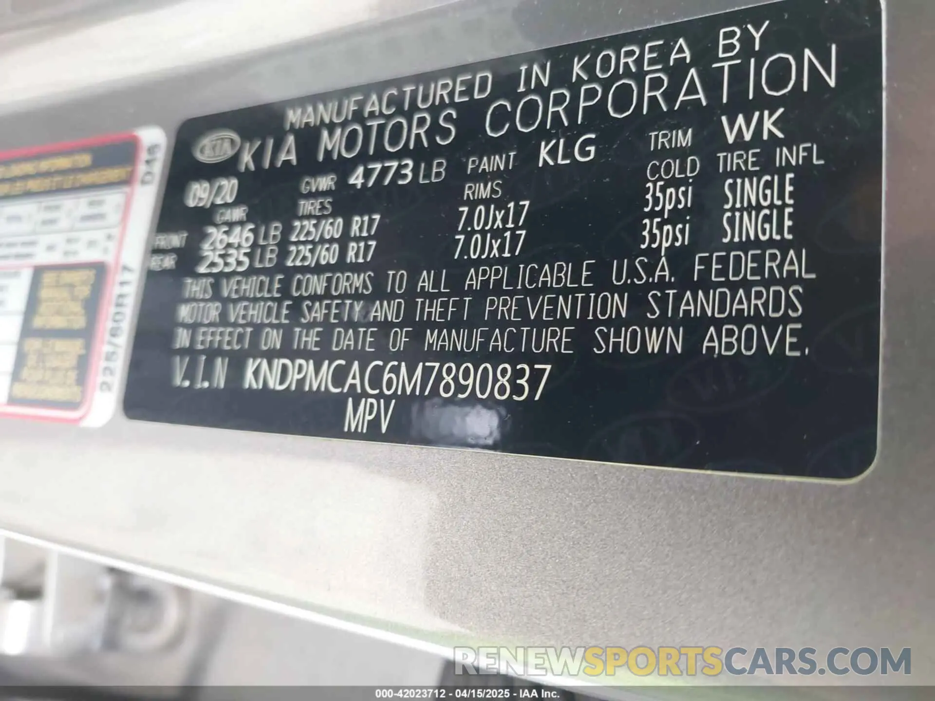 9 Photograph of a damaged car KNDPMCAC6M7890837 KIA SPORTAGE 2021