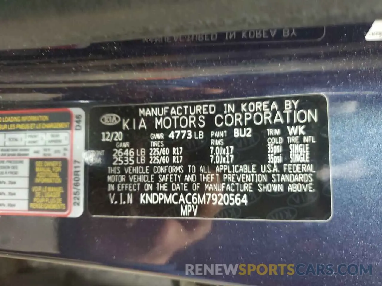 13 Photograph of a damaged car KNDPMCAC6M7920564 KIA SPORTAGE 2021