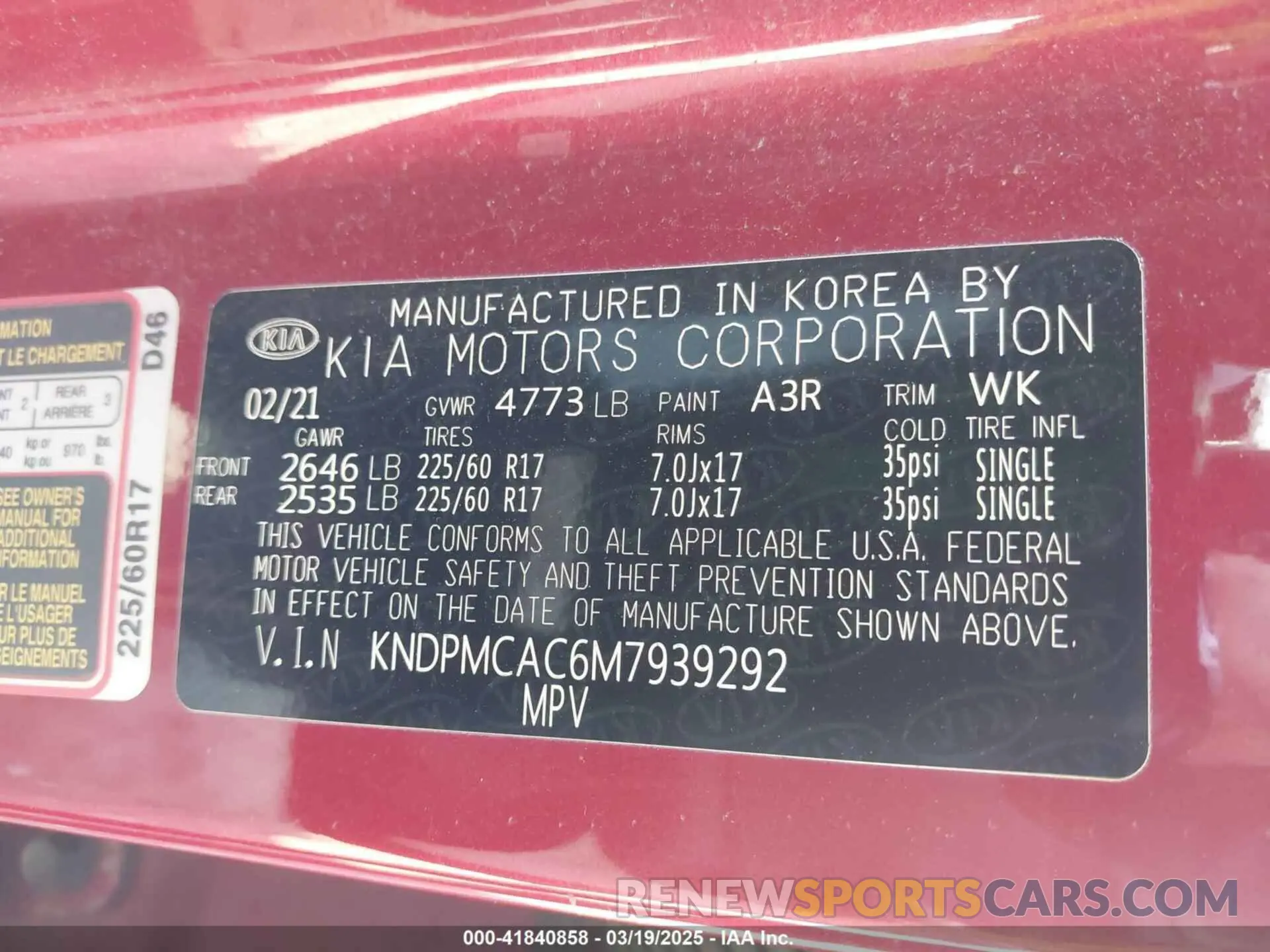 9 Photograph of a damaged car KNDPMCAC6M7939292 KIA SPORTAGE 2021