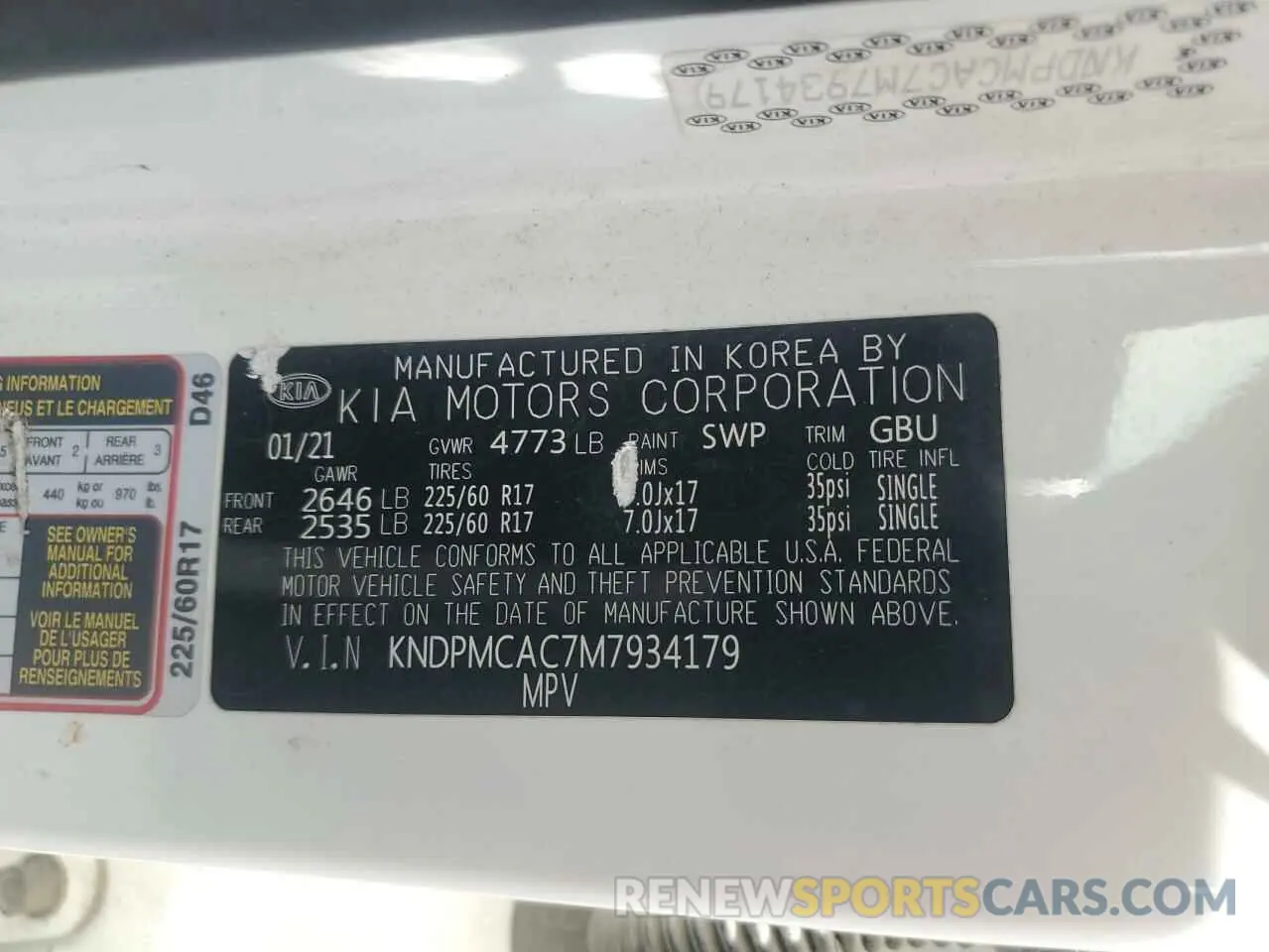 13 Photograph of a damaged car KNDPMCAC7M7934179 KIA SPORTAGE 2021