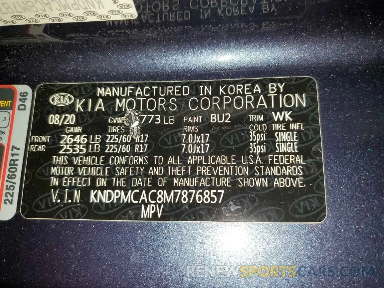 13 Photograph of a damaged car KNDPMCAC8M7876857 KIA SPORTAGE 2021