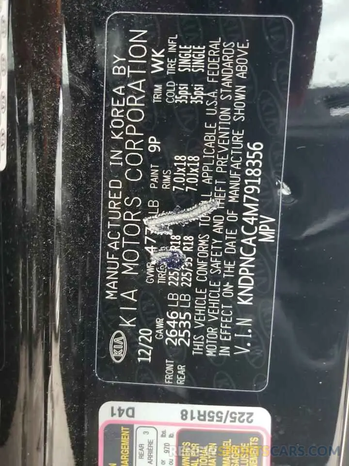 16 Photograph of a damaged car KNDPNCAC4M7918356 KIA SPORTAGE 2021