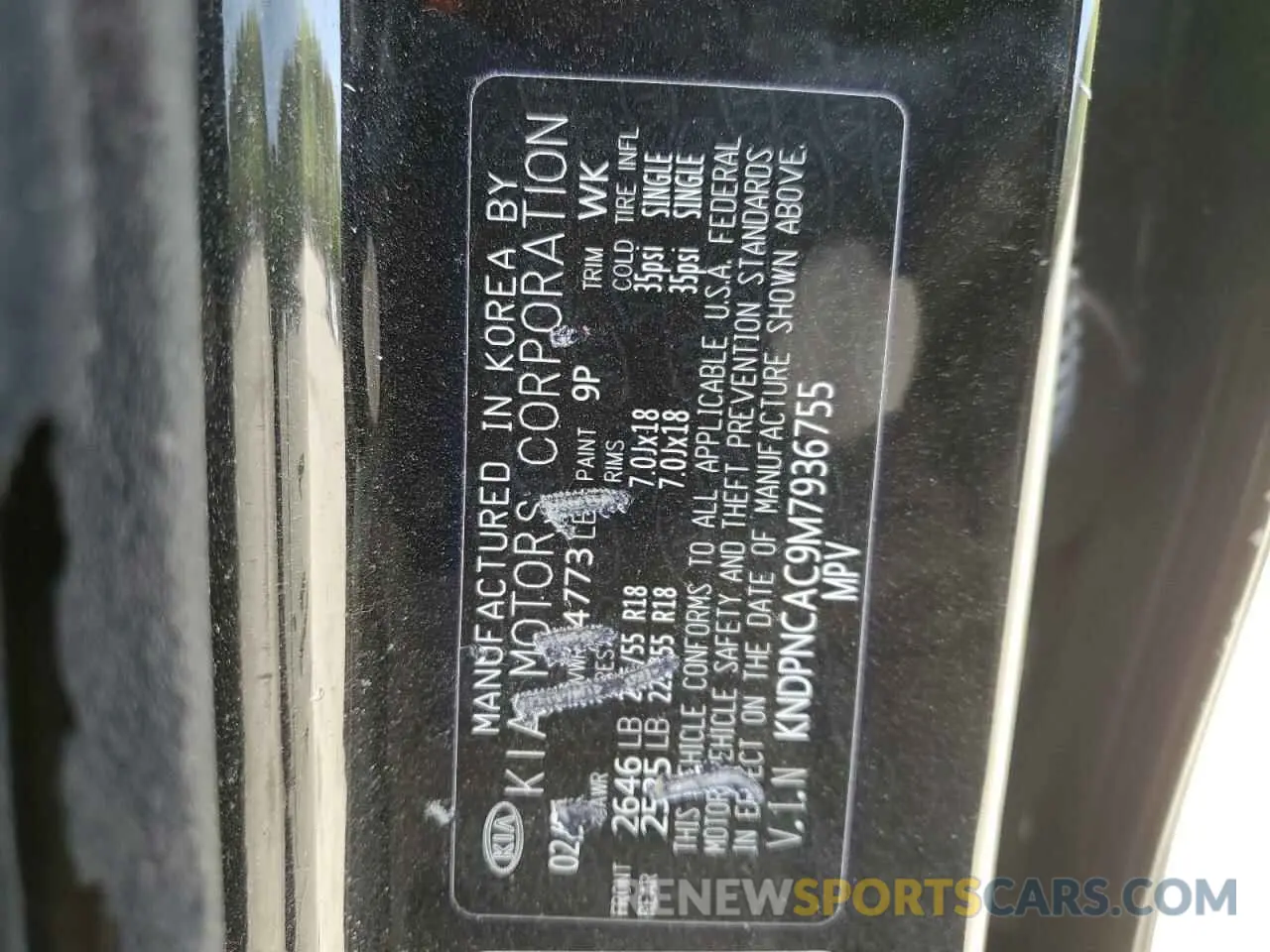13 Photograph of a damaged car KNDPNCAC9M7936755 KIA SPORTAGE 2021
