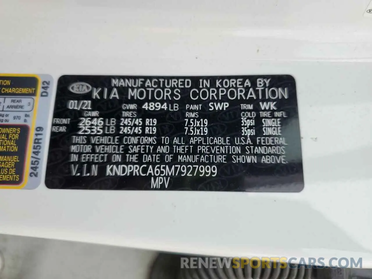 14 Photograph of a damaged car KNDPRCA65M7927999 KIA SPORTAGE 2021