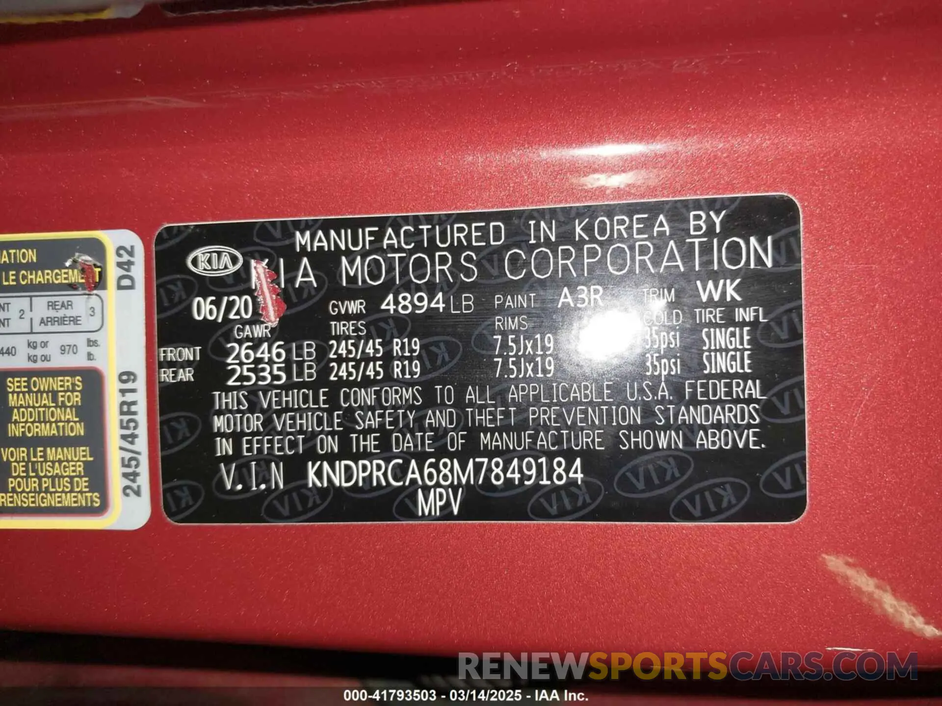 9 Photograph of a damaged car KNDPRCA68M7849184 KIA SPORTAGE 2021