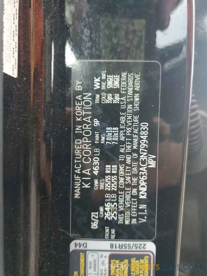 13 Photograph of a damaged car KNDP63AC3N7994830 KIA SPORTAGE 2022
