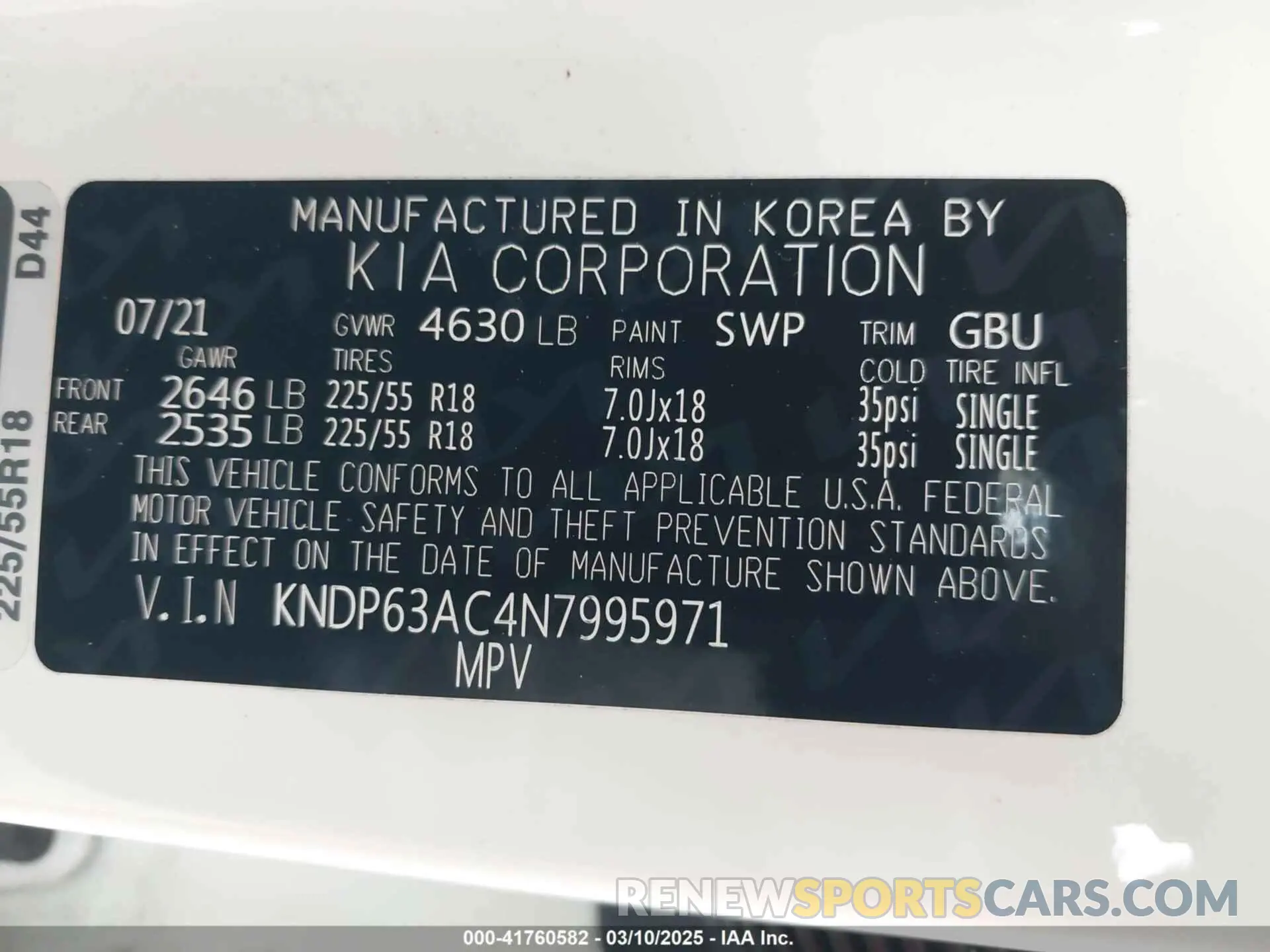 9 Photograph of a damaged car KNDP63AC4N7995971 KIA SPORTAGE 2022