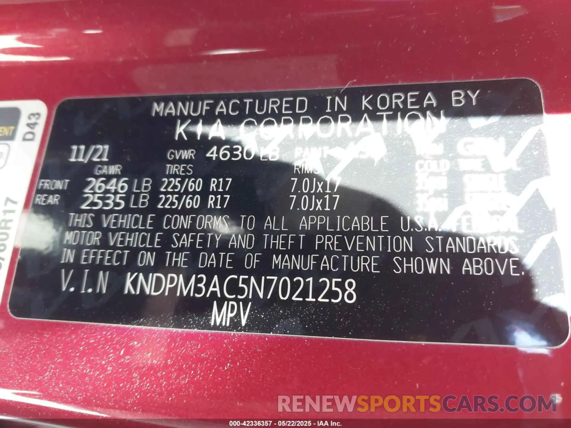 9 Photograph of a damaged car KNDPM3AC5N7021258 KIA SPORTAGE 2022