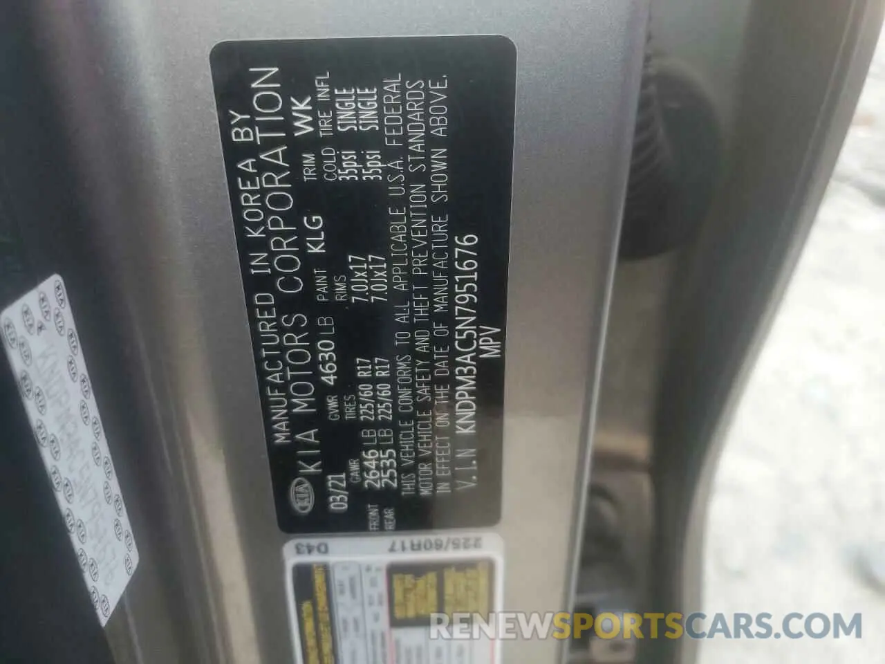 13 Photograph of a damaged car KNDPM3AC5N7951676 KIA SPORTAGE 2022