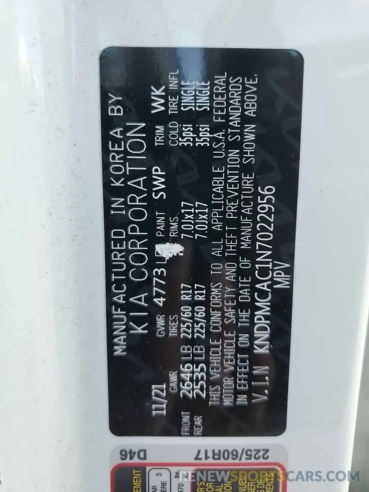 13 Photograph of a damaged car KNDPMCAC1N7022956 KIA SPORTAGE 2022