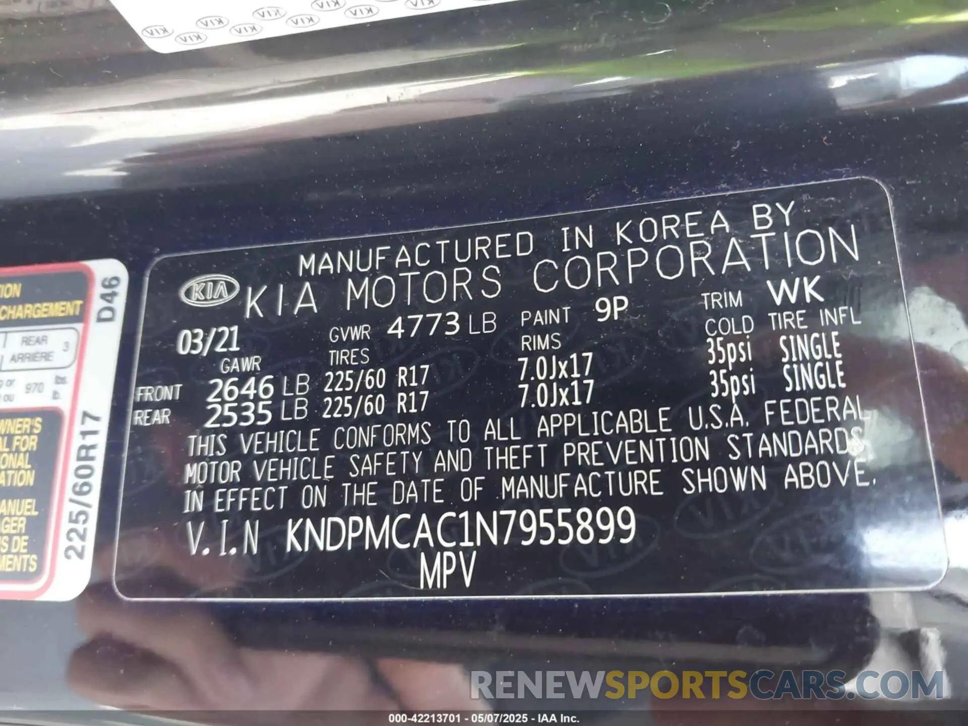 9 Photograph of a damaged car KNDPMCAC1N7955899 KIA SPORTAGE 2022