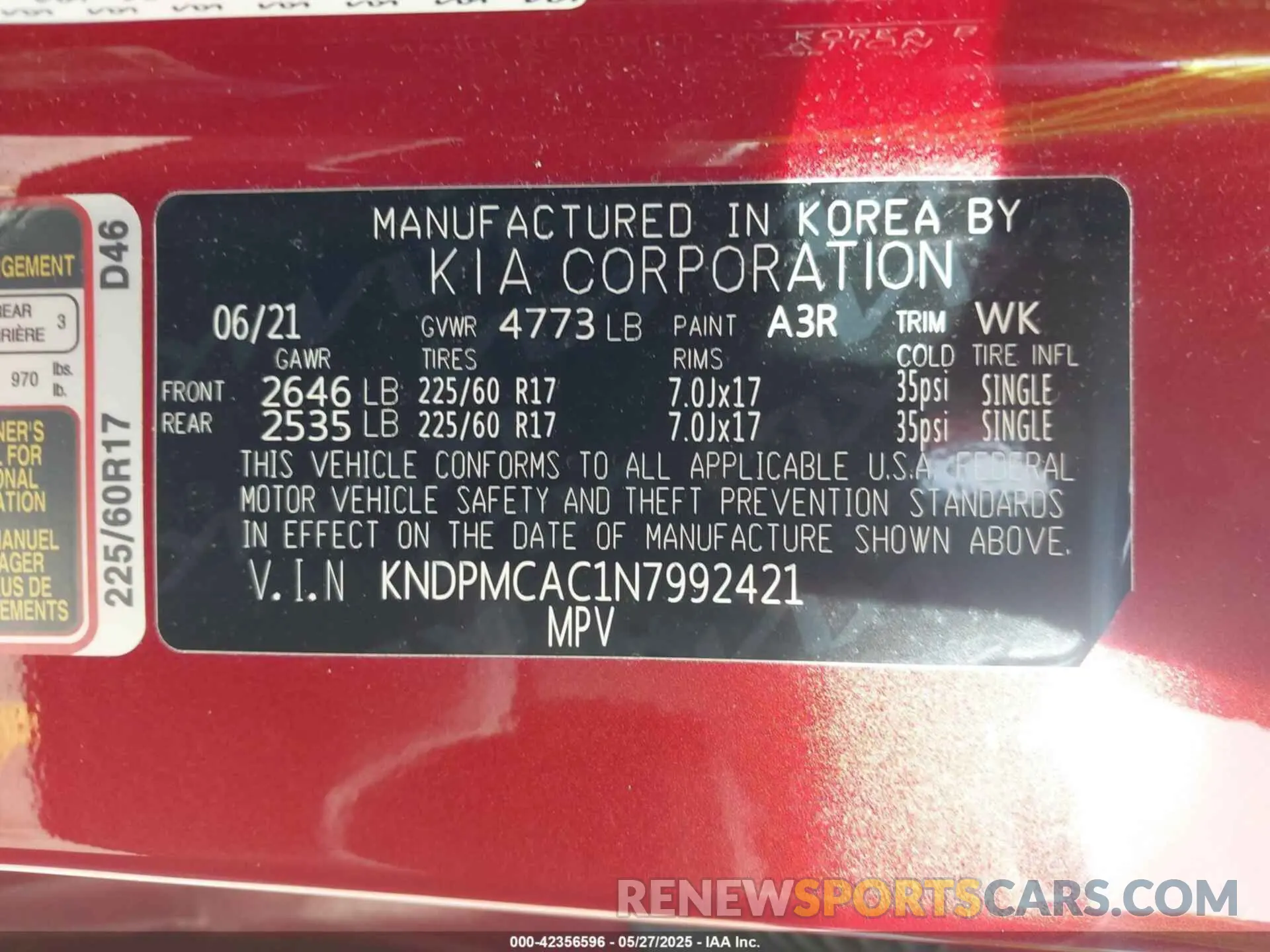 9 Photograph of a damaged car KNDPMCAC1N7992421 KIA SPORTAGE 2022