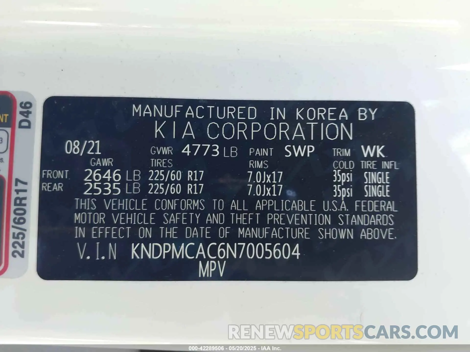 9 Photograph of a damaged car KNDPMCAC6N7005604 KIA SPORTAGE 2022