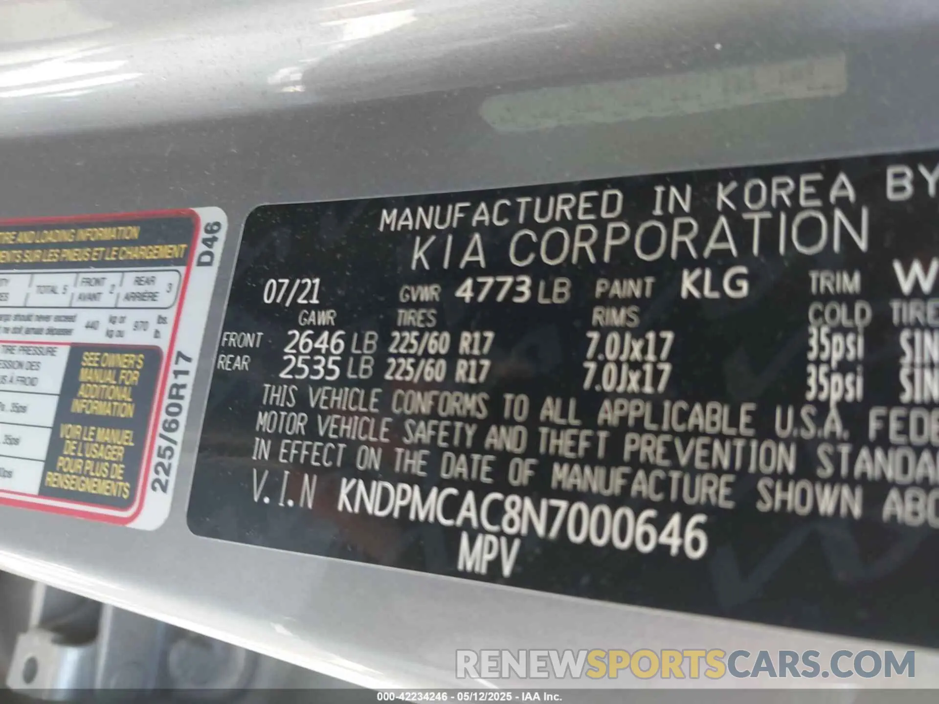 9 Photograph of a damaged car KNDPMCAC8N7000646 KIA SPORTAGE 2022